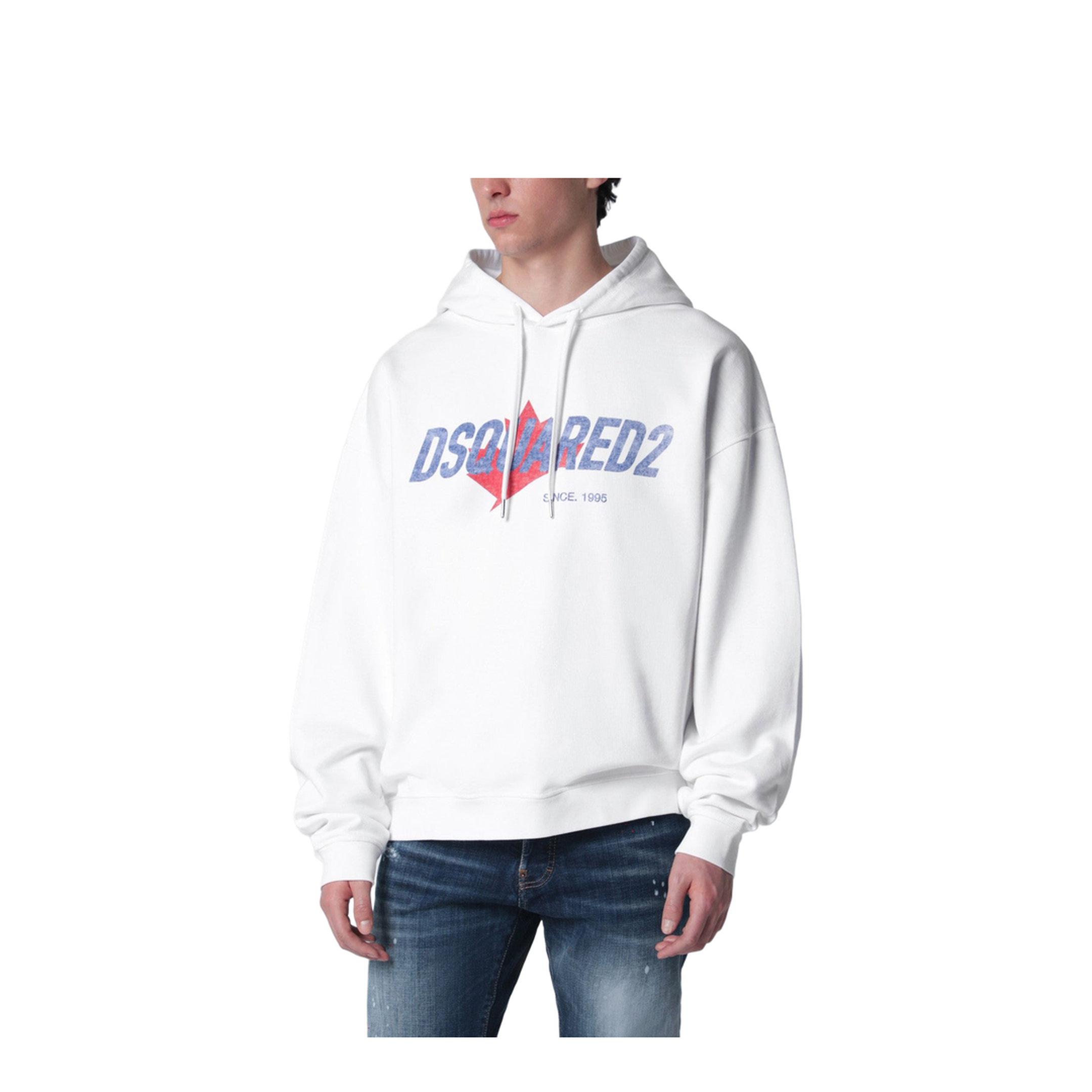 White Relaxed-Fit Sweatshirt with Logo Print