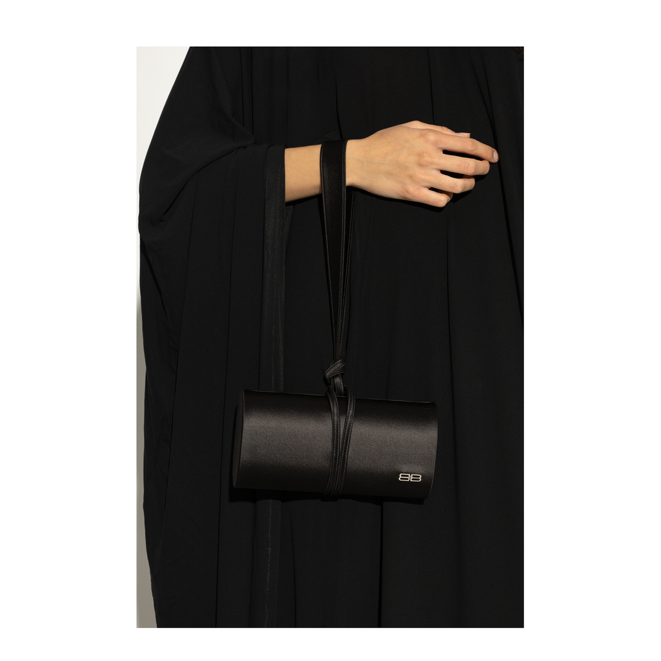 Satin Black Top Handle Bag