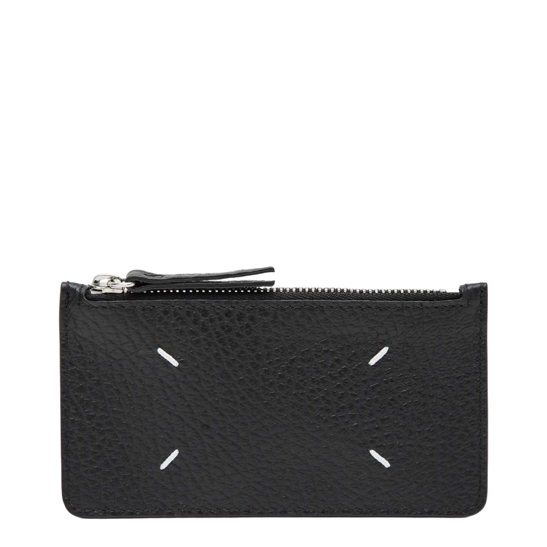 Black Four Stitches Zip Cardholder