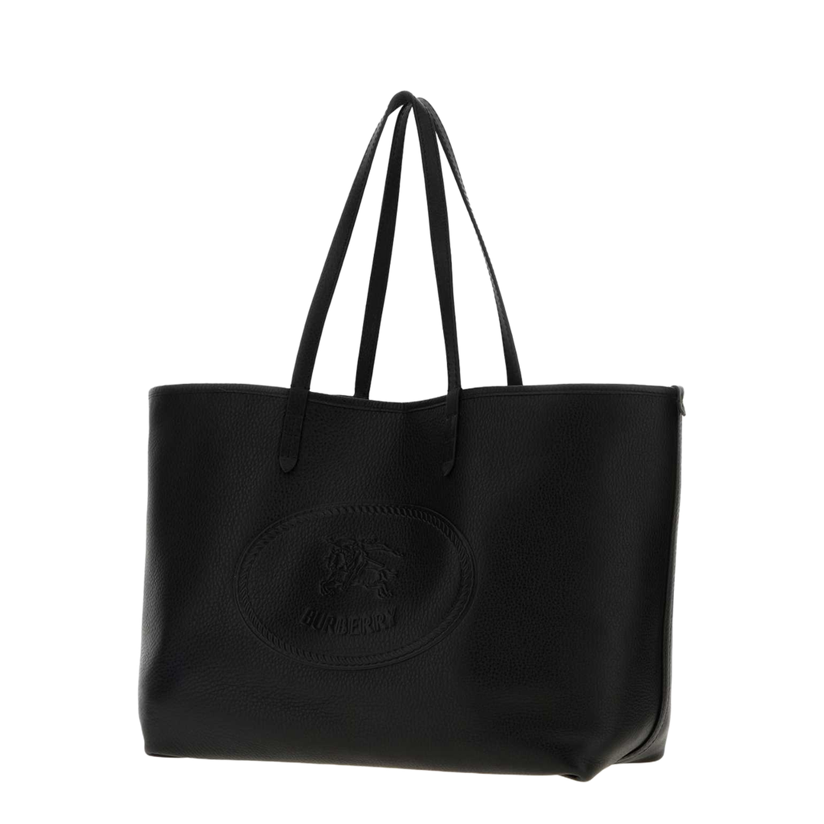 Black Leather Medium Highlands Shopping Tote Bag
