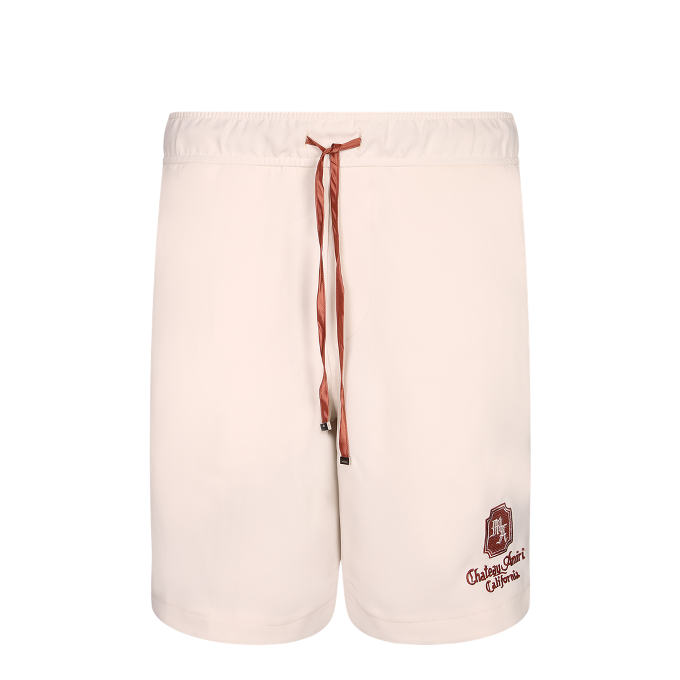 Logo Embroidered Drawstring Shorts Beige