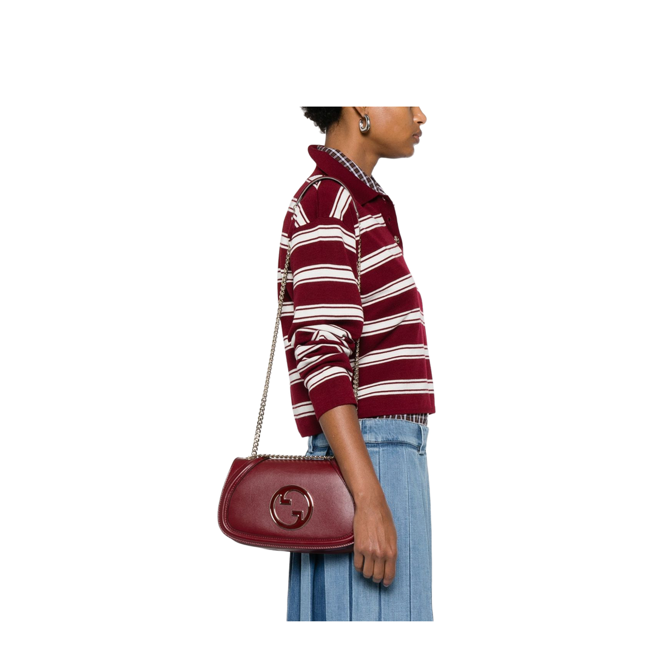 Blondie Medium Leather Shoulder Bag - Burgundy