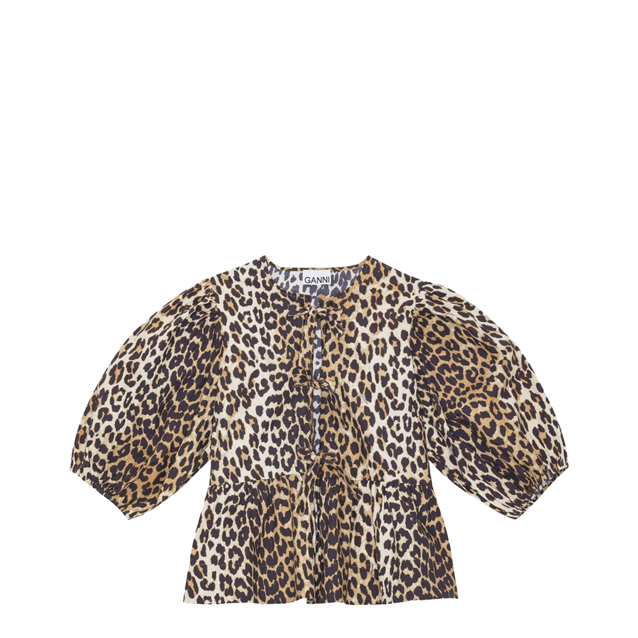 Printed Cotton Poplin Peplum Blouse Shirt