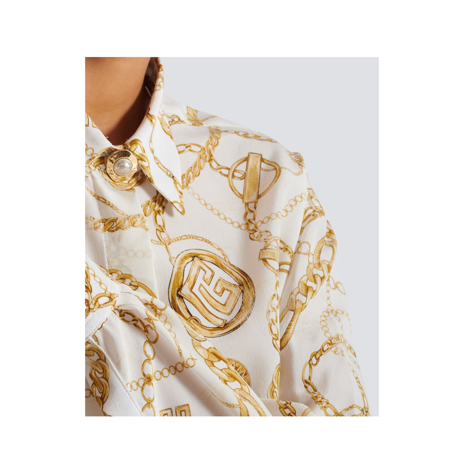Printed Silk Shirt with Chains Pattern