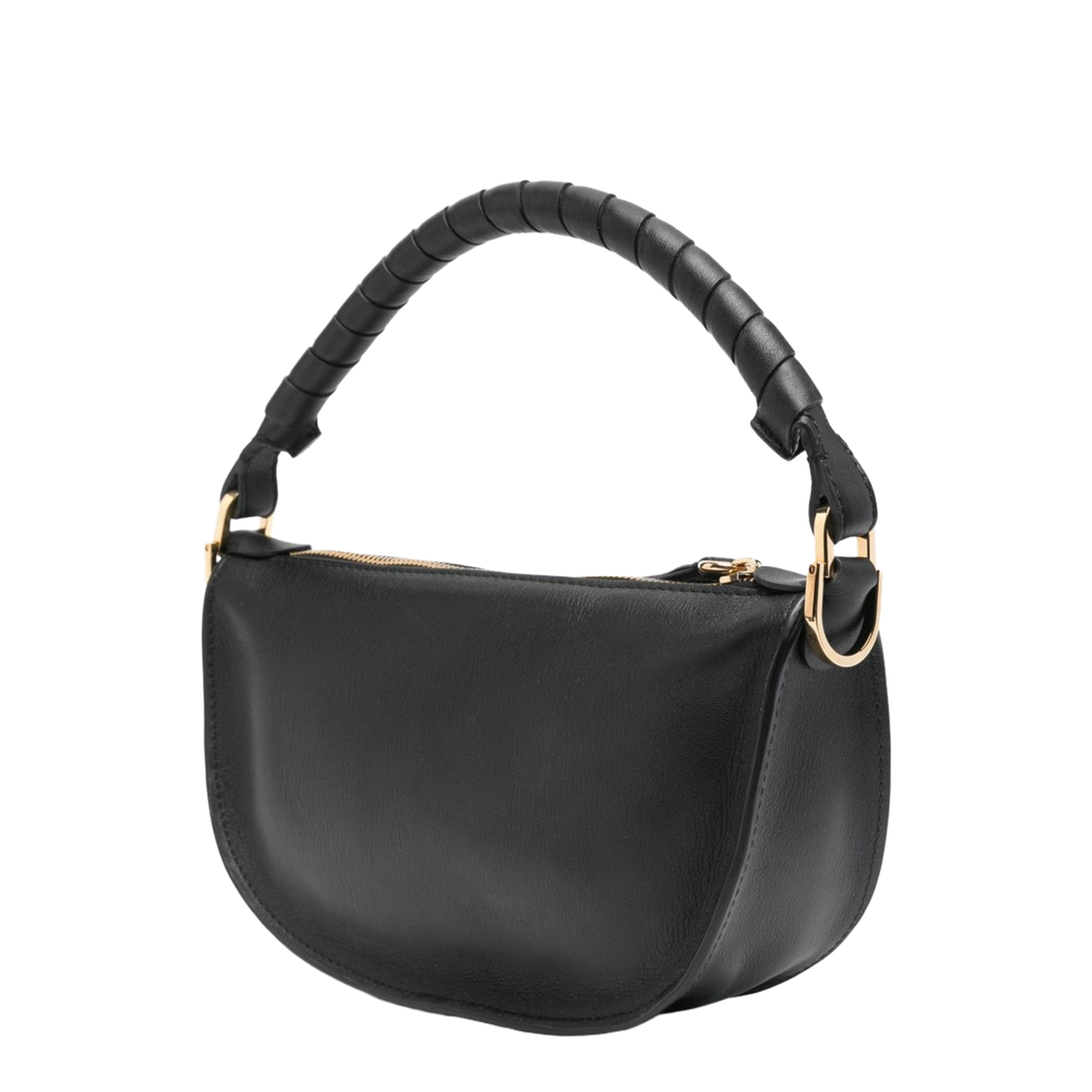 Marcie Mini Calfskin Saddle Bag - Black