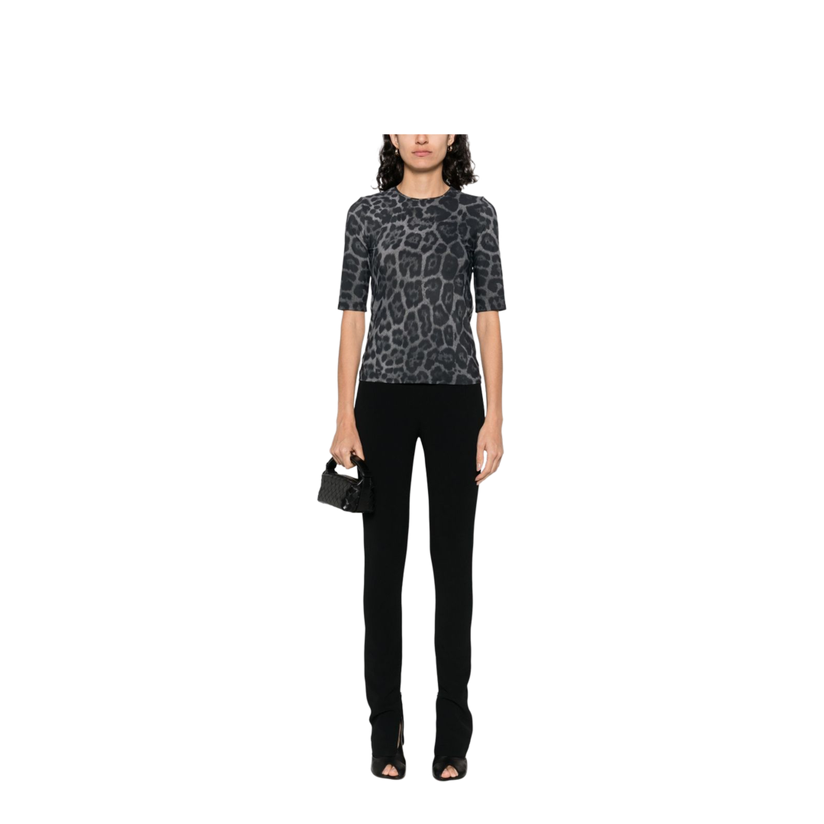 Ash Grey Leopard-Print Short-Sleeve T-Shirt