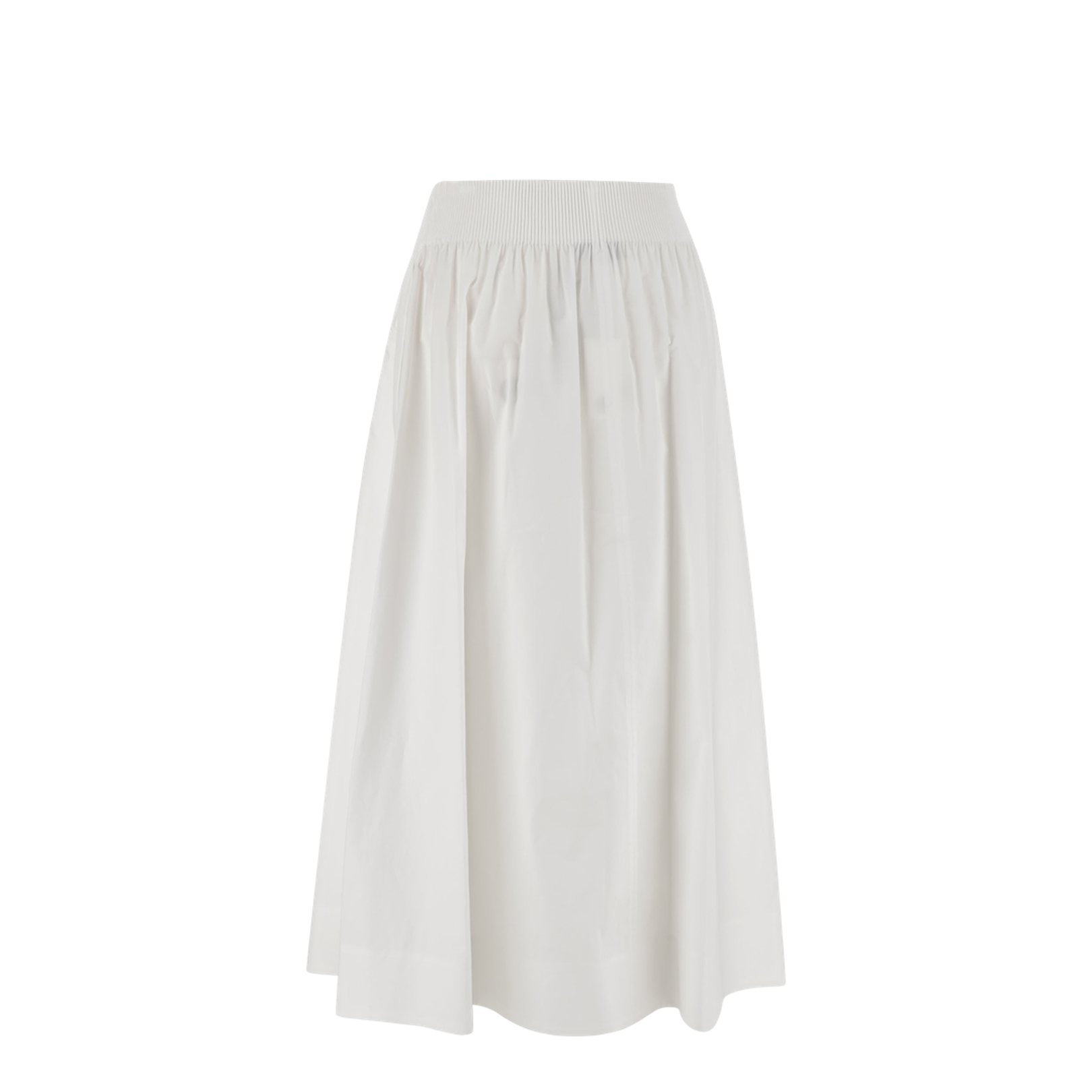 White Stretch Poplin Skirt