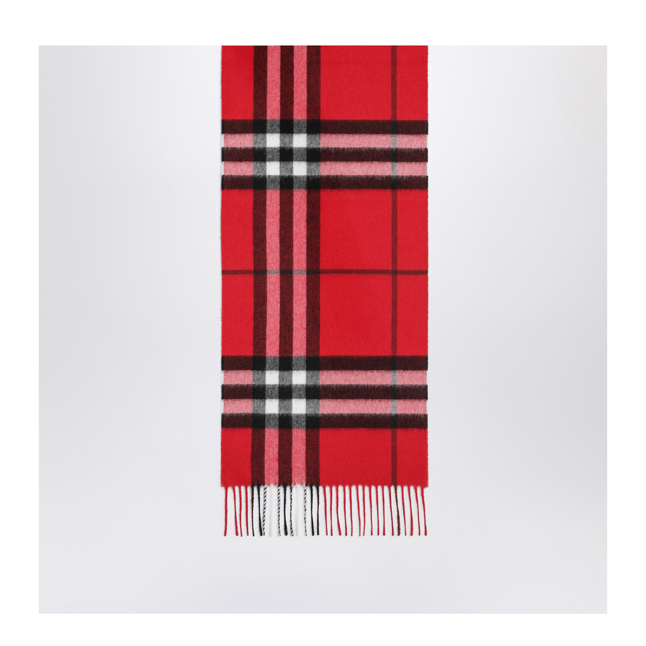 MAYFEYR - Burberry - Check Cashmere Scarf With Fringes In Post Red - 8112640D110106C3383