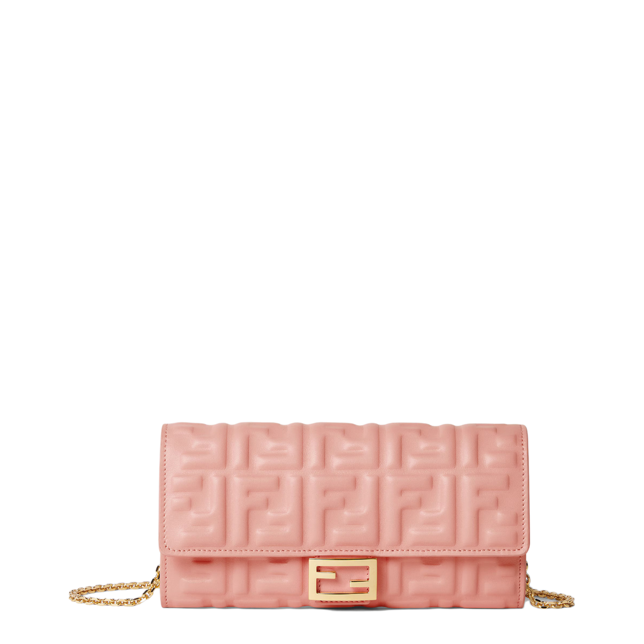 Continental Wallet with Chain in Pink Leather