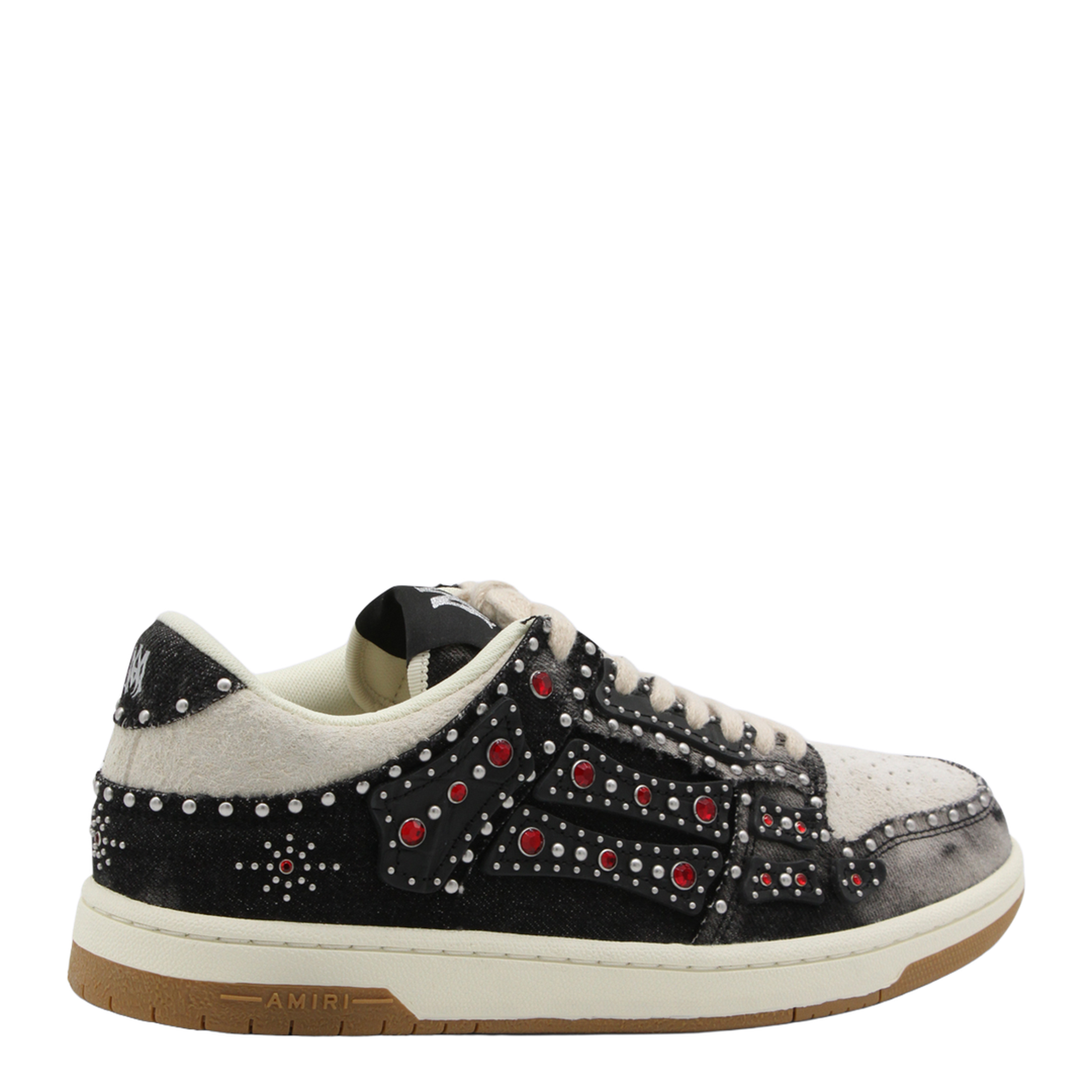 Skel Top Black Sneaker With Beads And Crystals