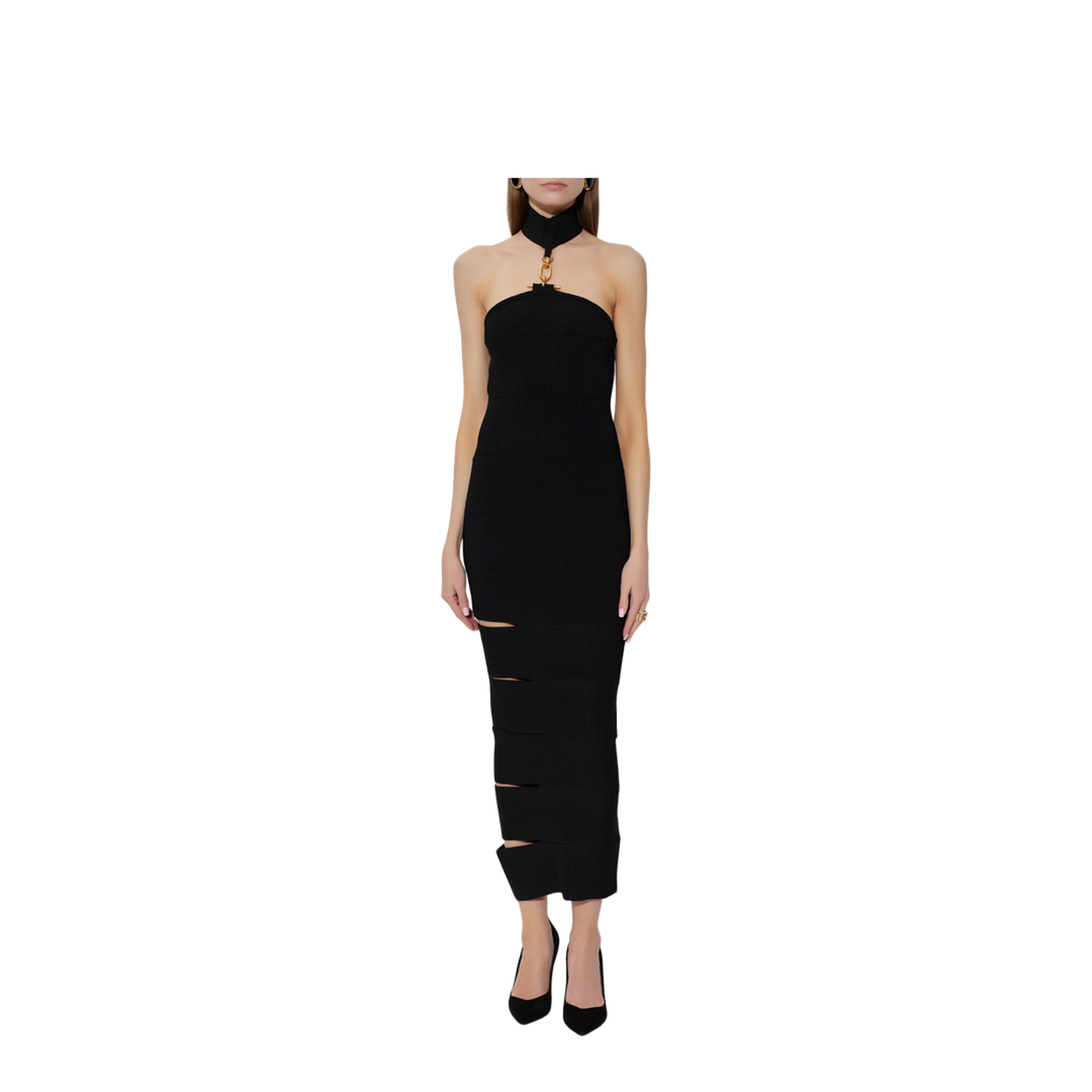 Sleeveless Long Dress with Jewelry Details