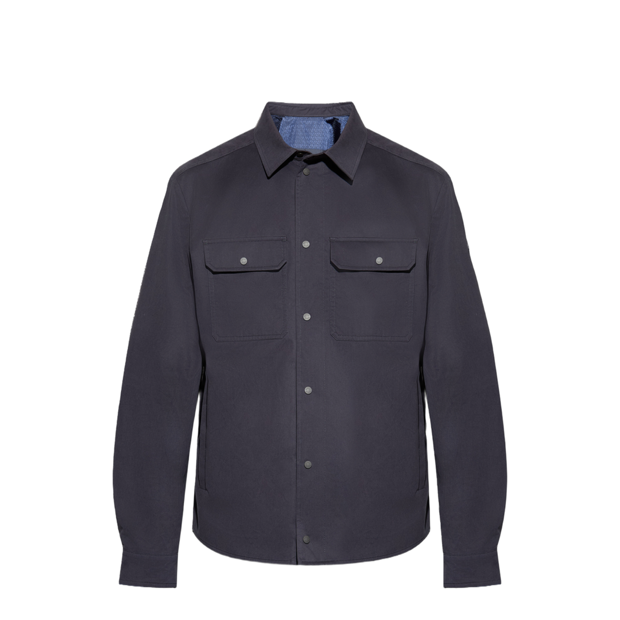 Navy Blue Cotton Gabardine Long Sleeve Shirt