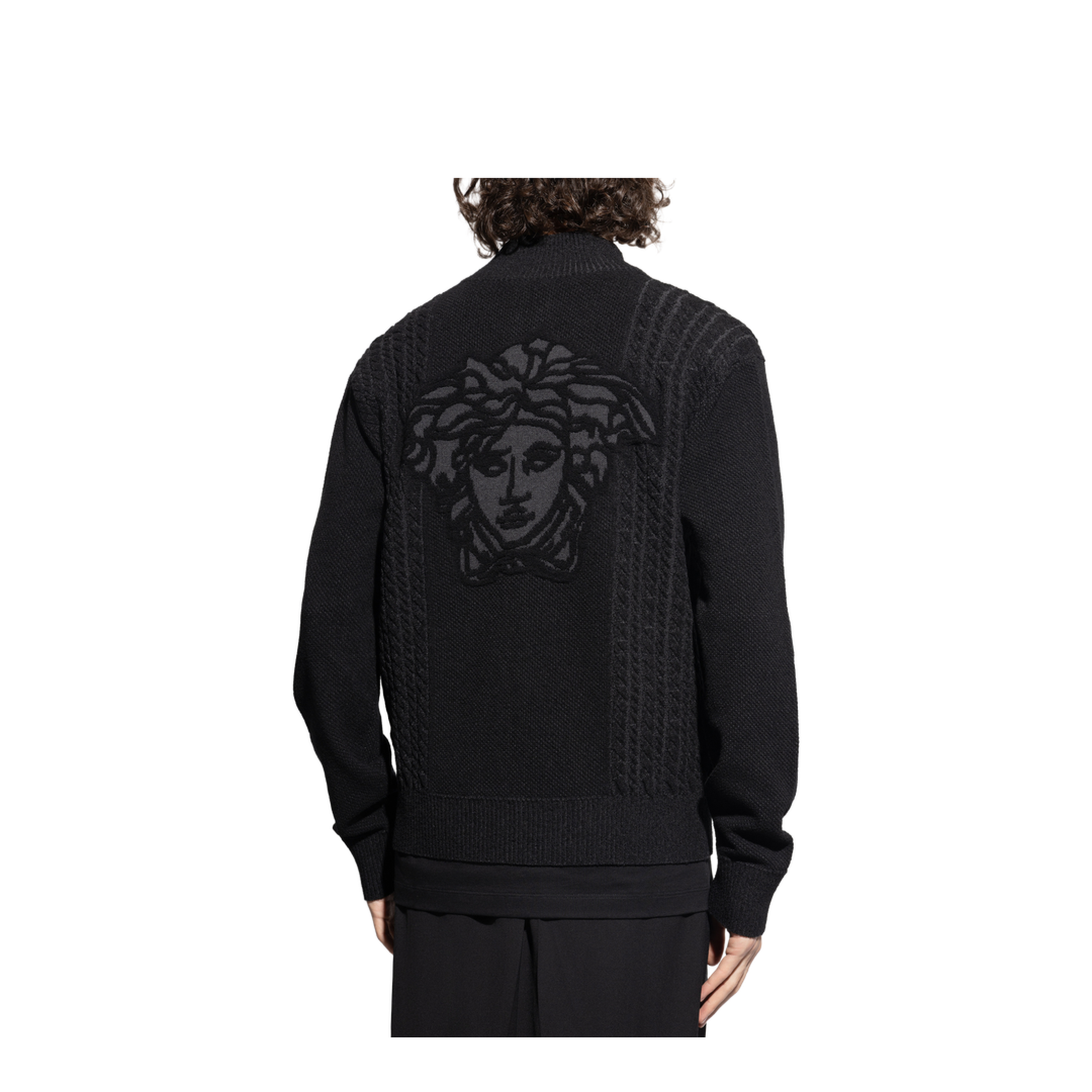 Medusa Jacquard Zip Knit Sweater
