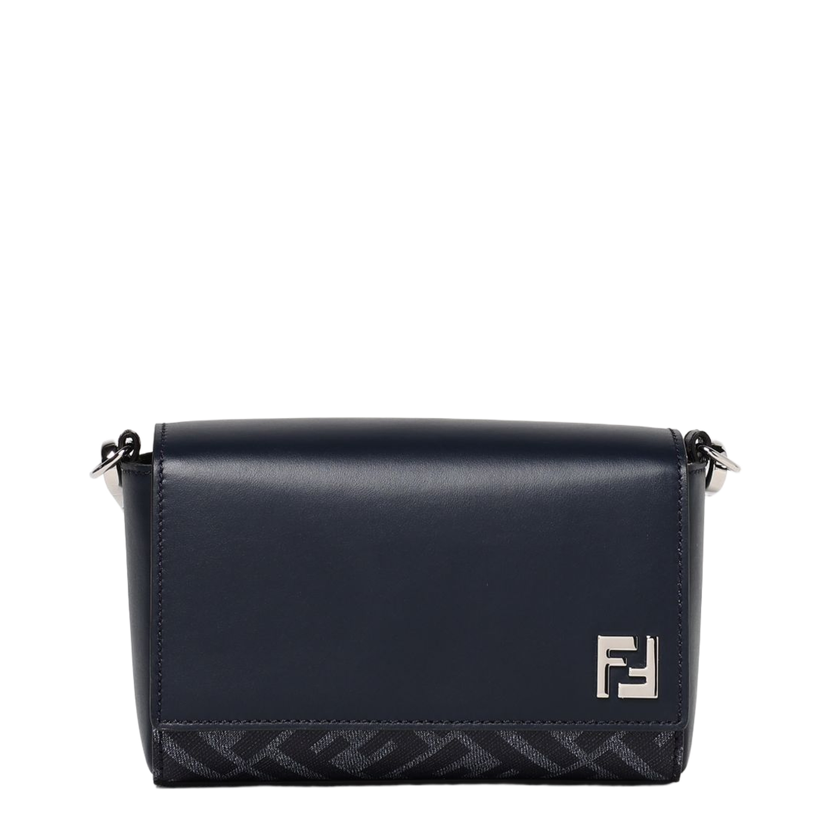 FF Leather Crossbody Bags - Navy Blue