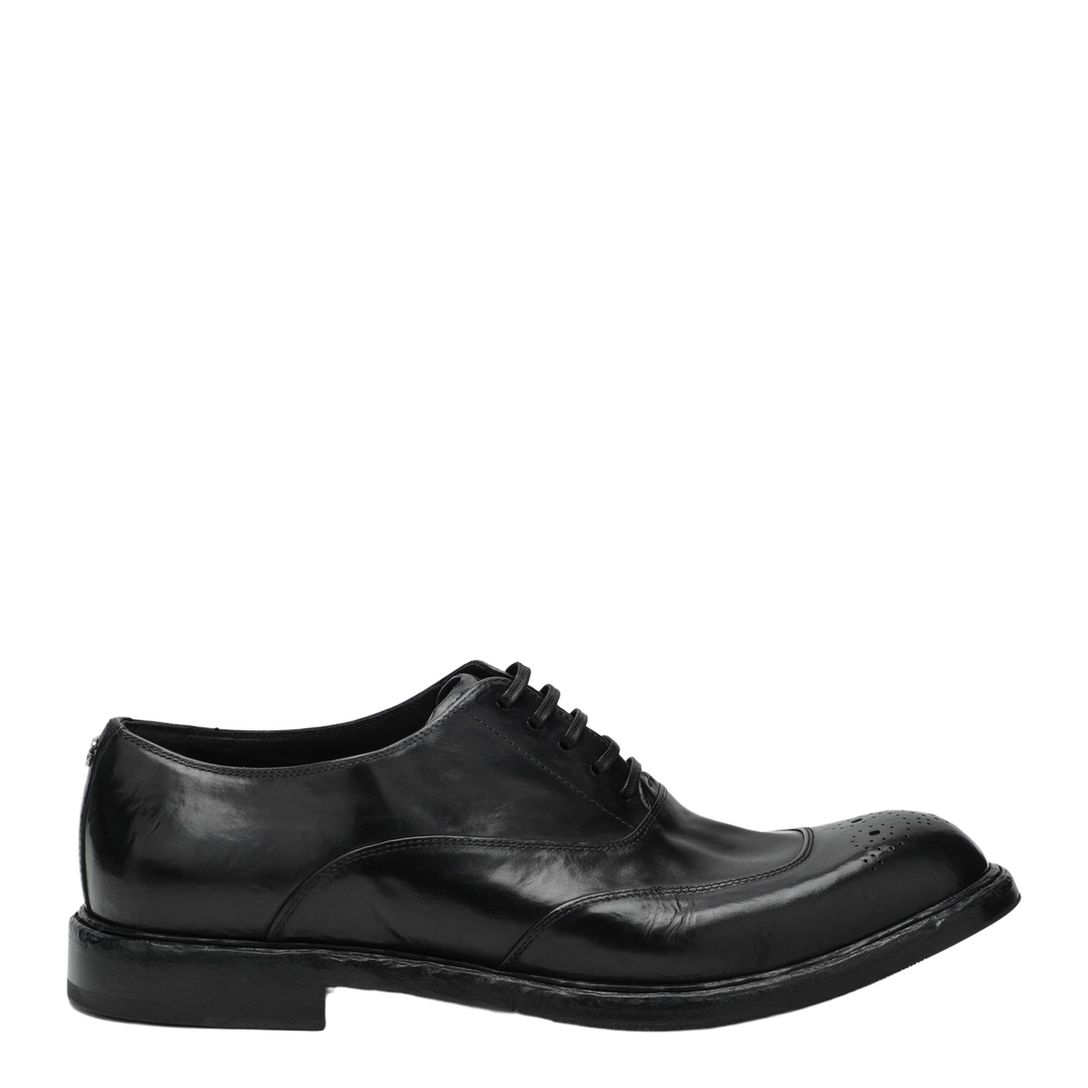 Washed Black Calfskin Lace-Up Shoe