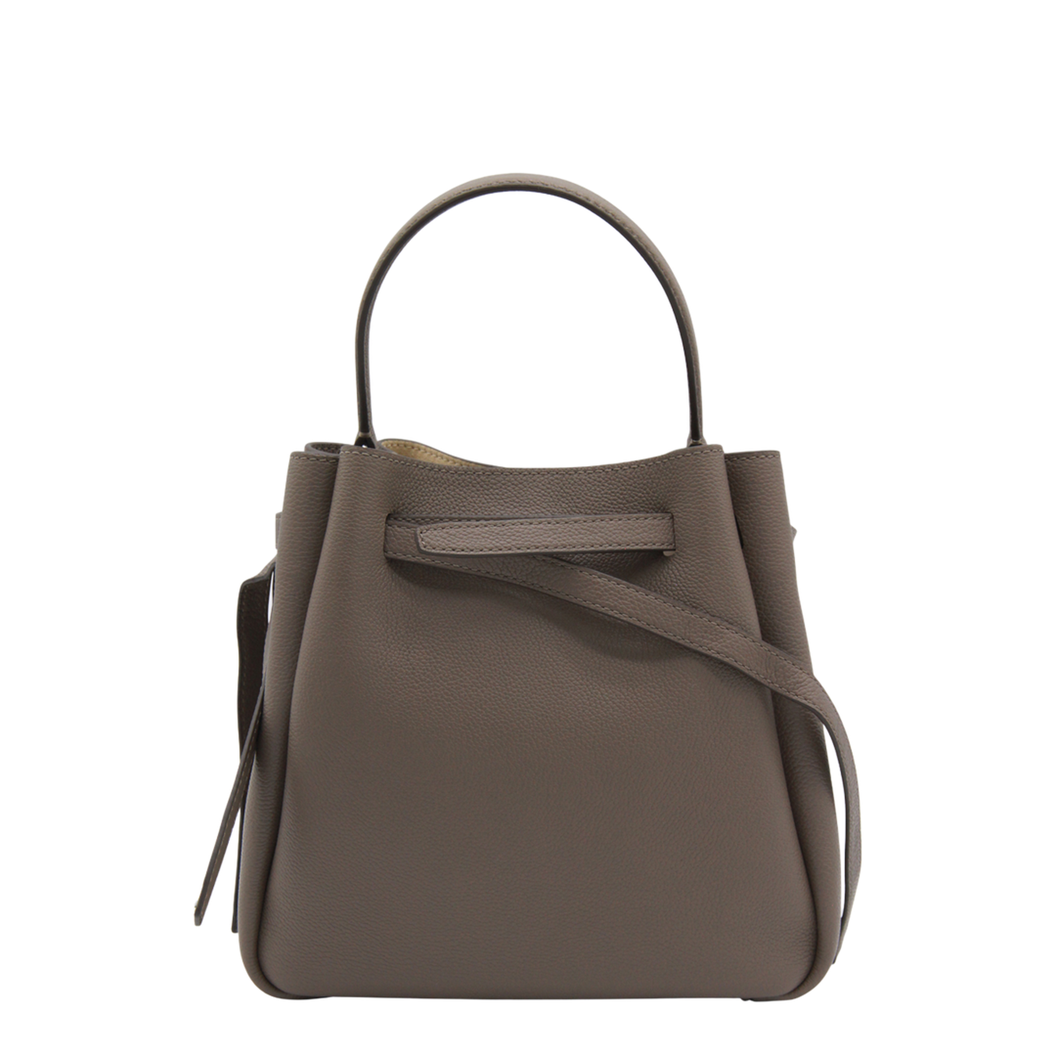 Romy Pebbled Leather Bucket Bag - Soft Cement