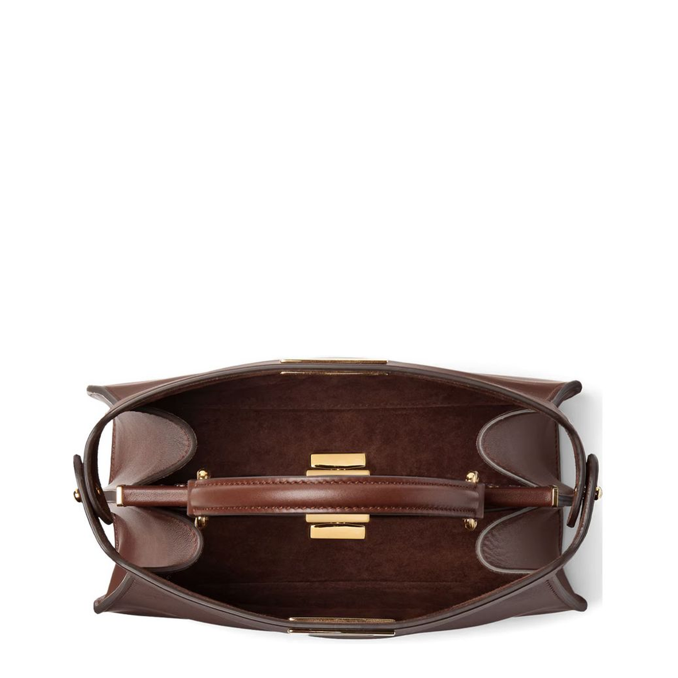 Peekaboo ISeeU Small Calf Leather Top Handle Bag - Mahogany Brown
