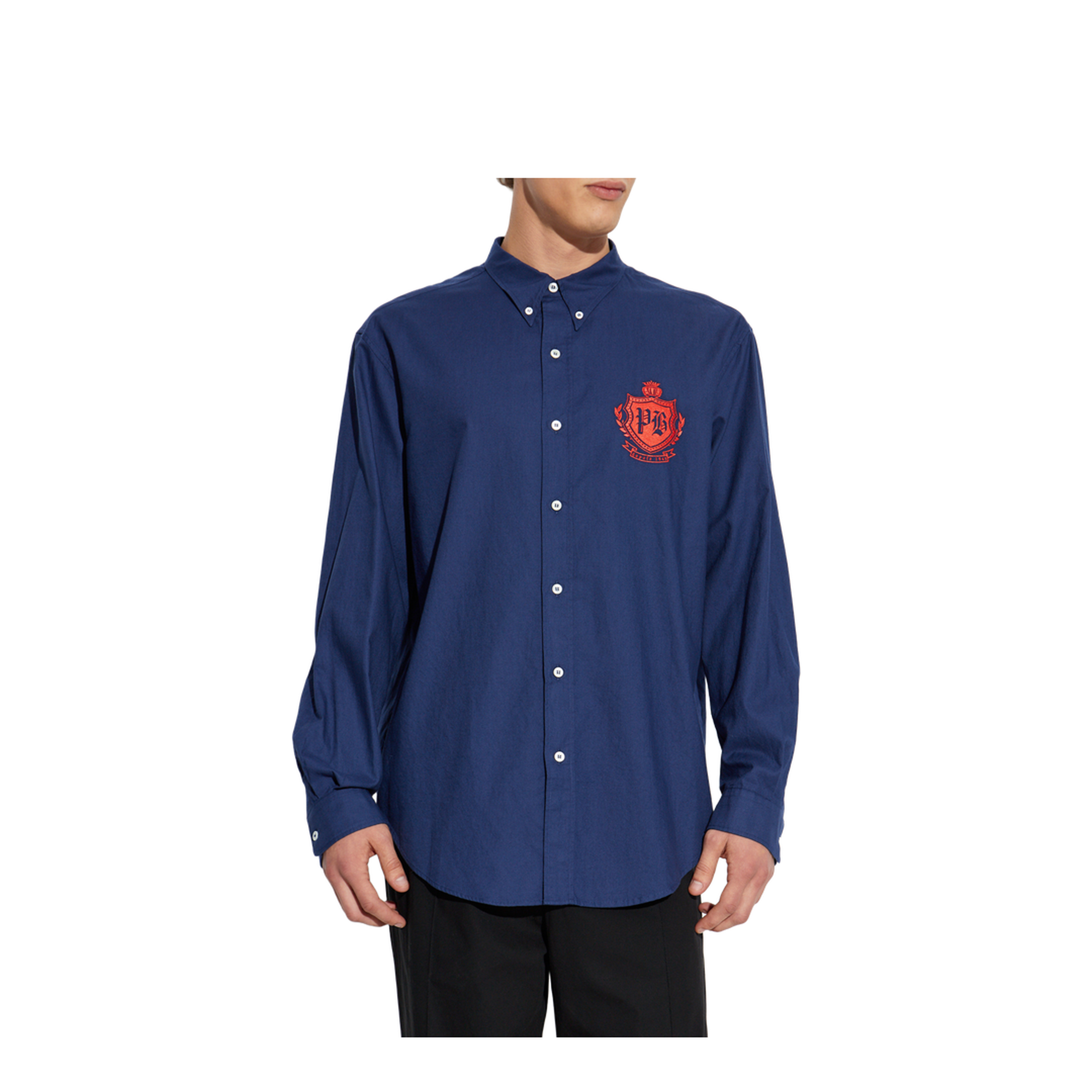 College Emblem Shirt in Oxford Cotton Blue
