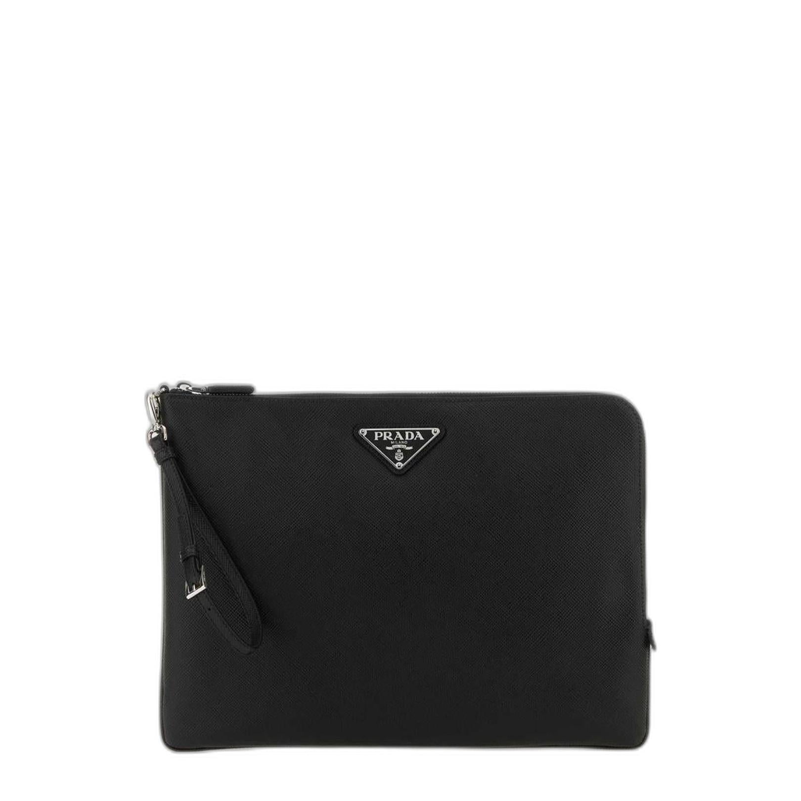 Large Saffiano Leather Pouch