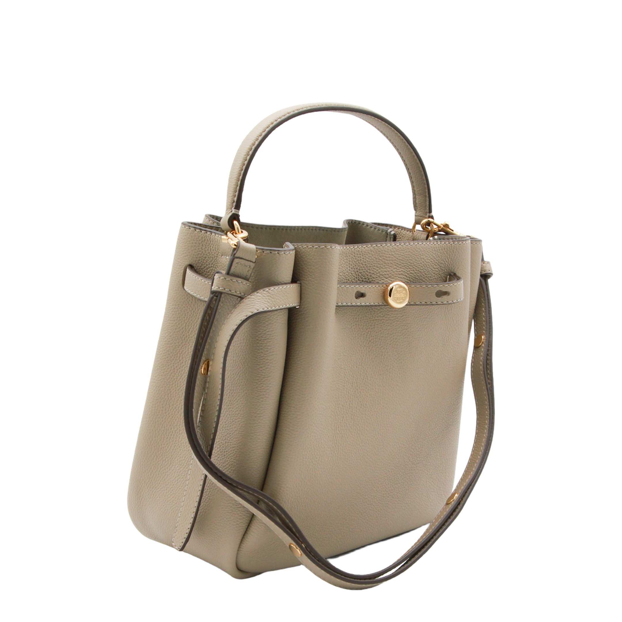 Romy Medium Pebbled Leather Bucket Bag - Soft Cement