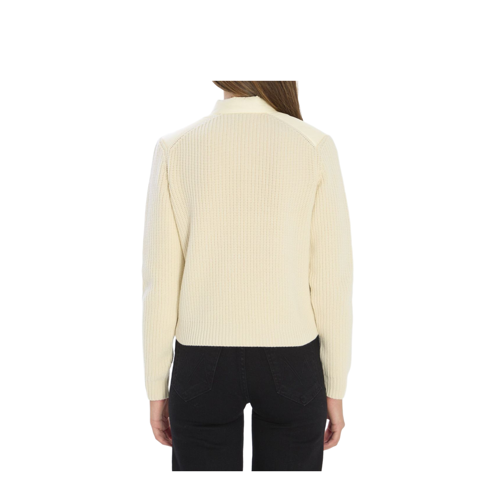 White Padded Wool Zip-Up Cardigan