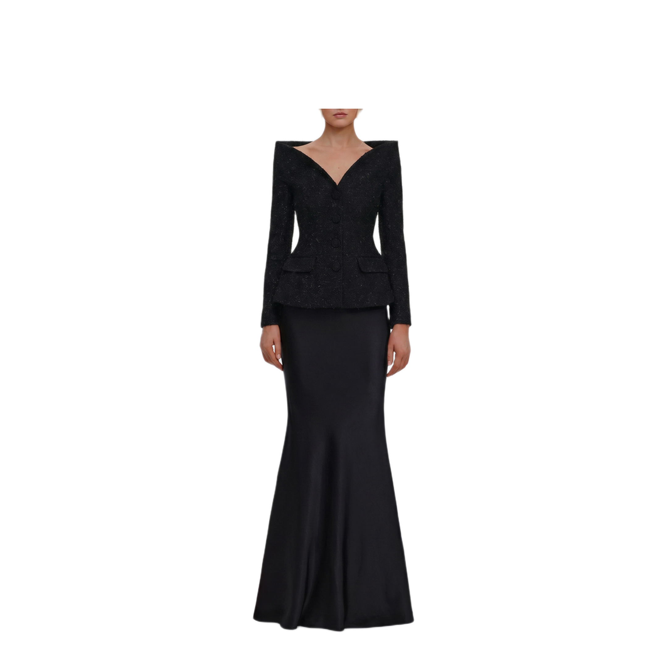 MAYFEYR - Self Portrait - Metallic Boucl 6 Satin Maxi Dress - AW26-057XAB