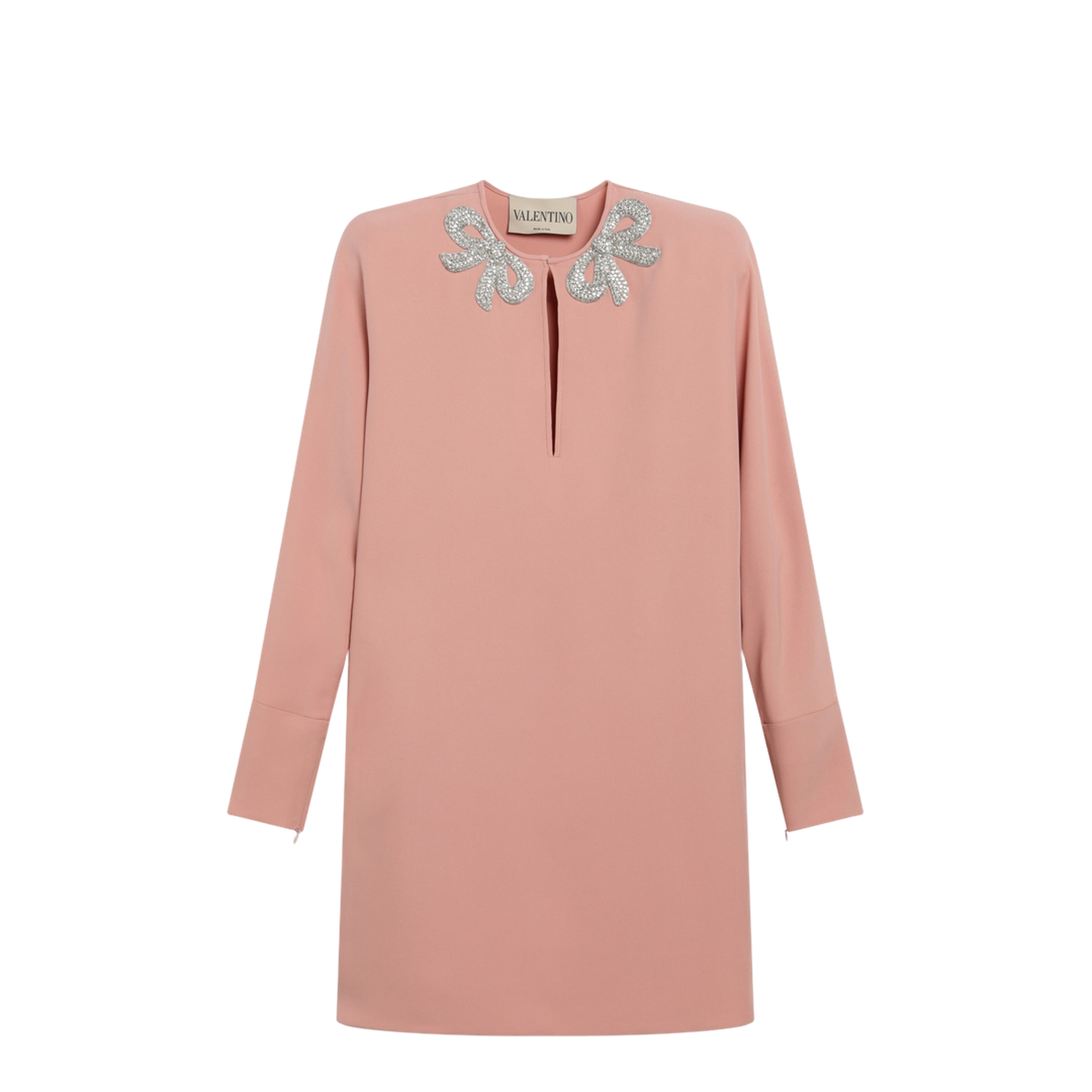 MAYFEYR - Valentino - Pink Silk Short Dress With Embroidered Bows - 9B3VAKN61MM3GH