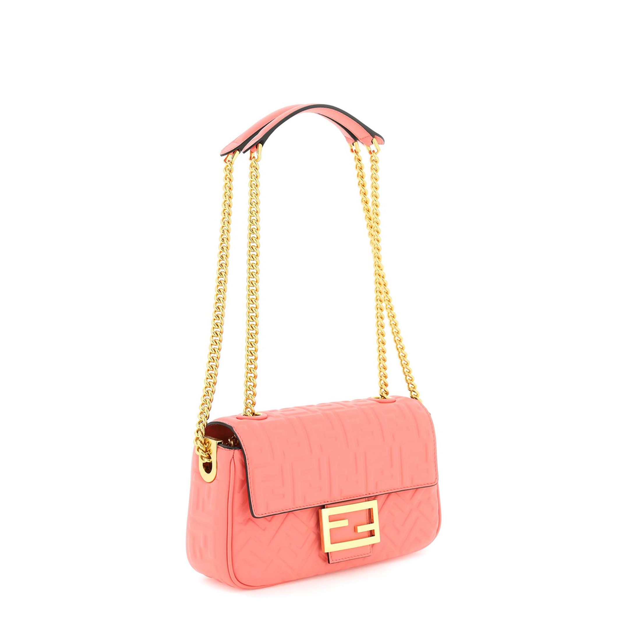 Baguette Chain Midi
Pink Nappa Leather Bag With FF Motif