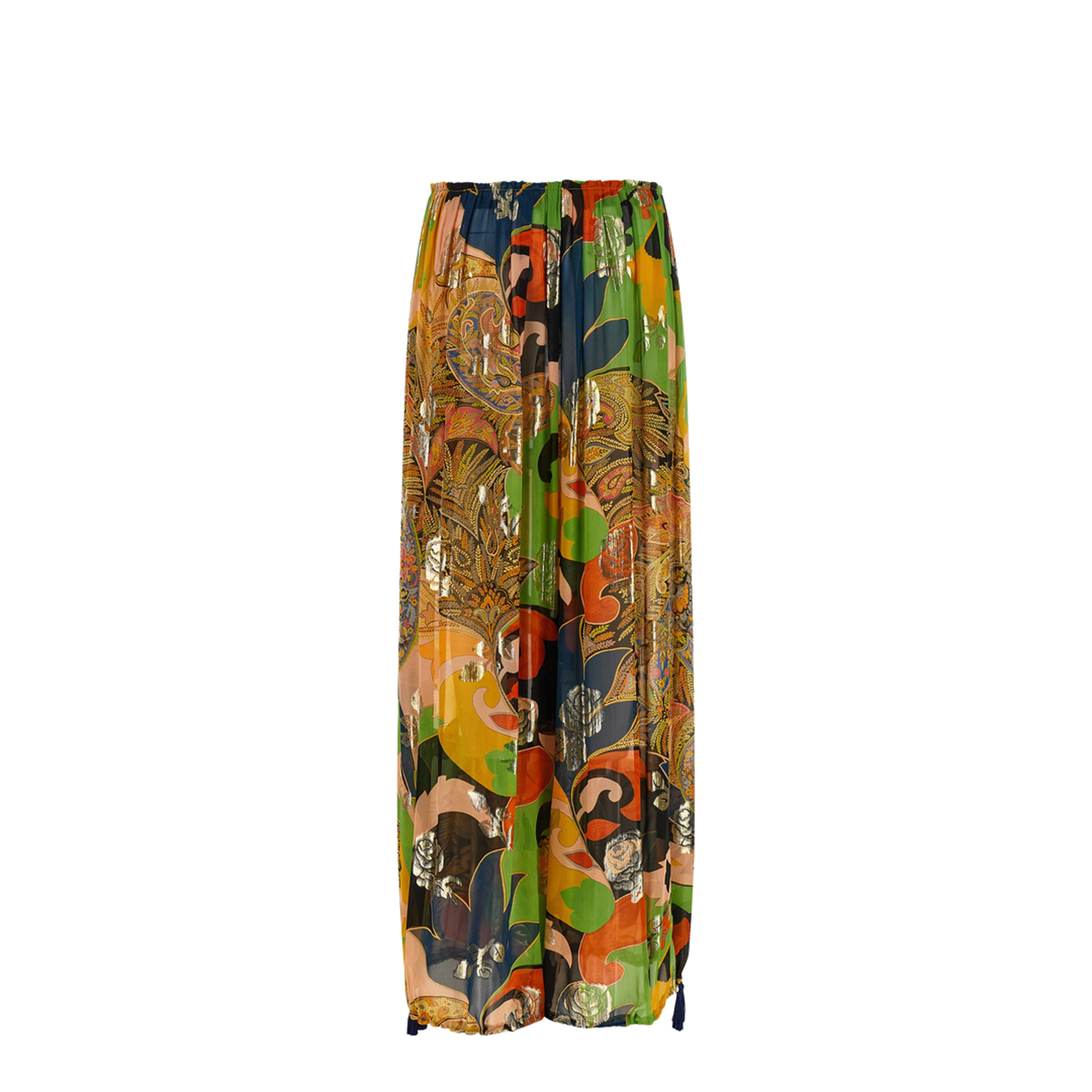 Paisley Print Palazzo Pants - Multicolor