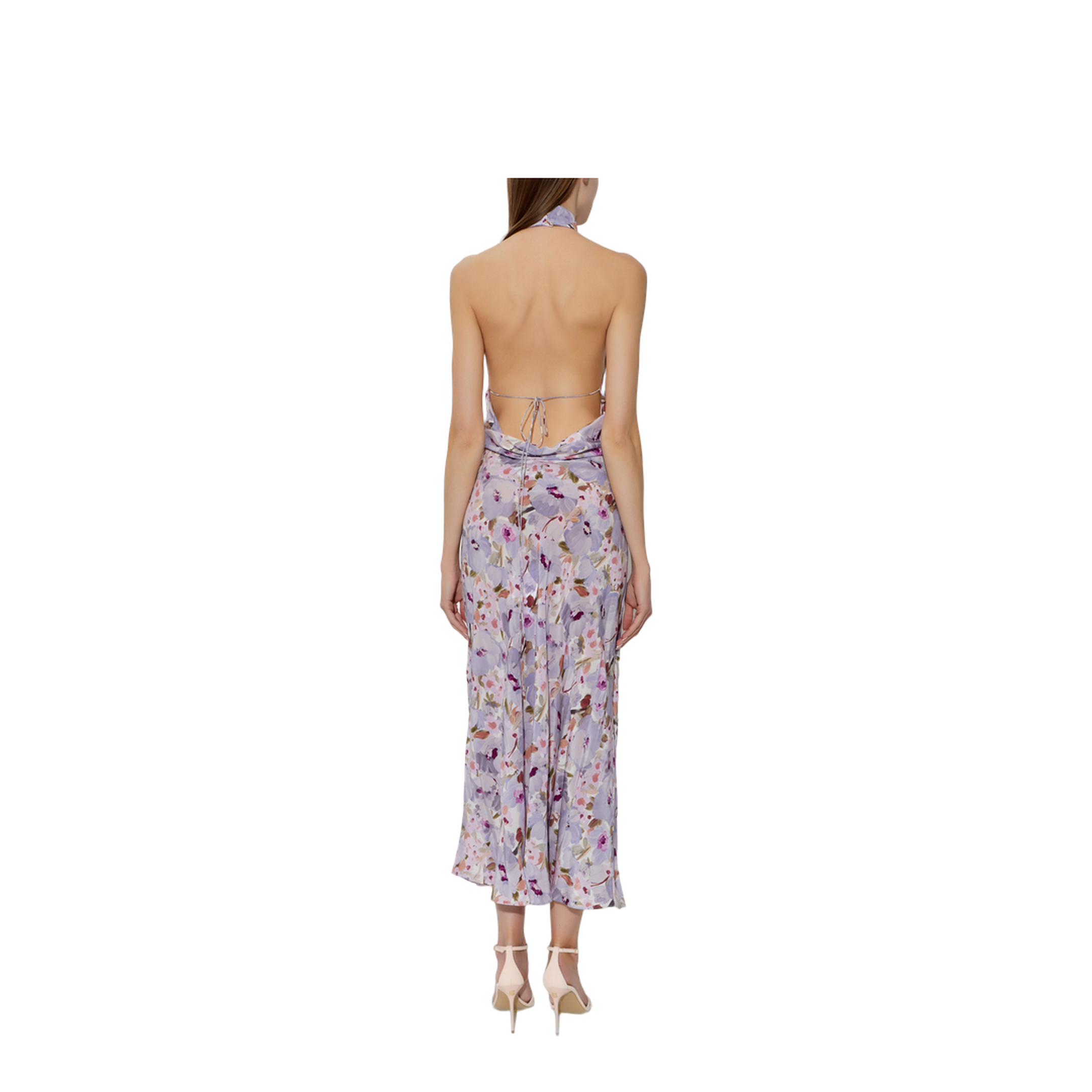 Silk Dress with Floral Motif