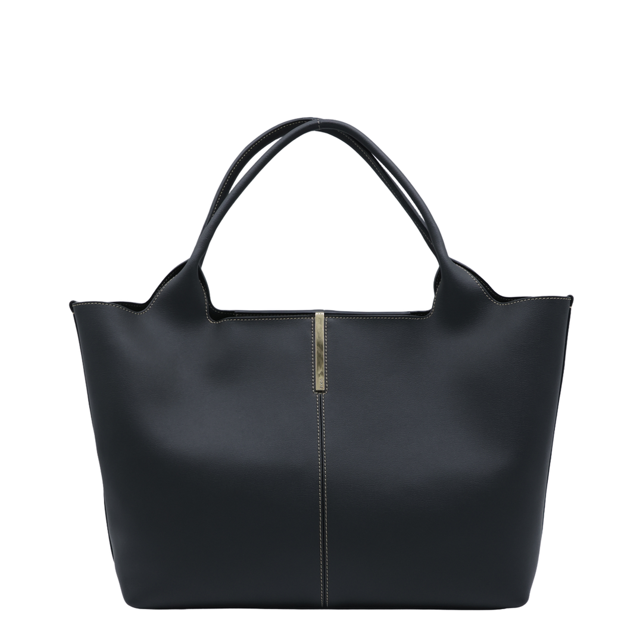 Medium Small Calfskin Shopping Bag - Black