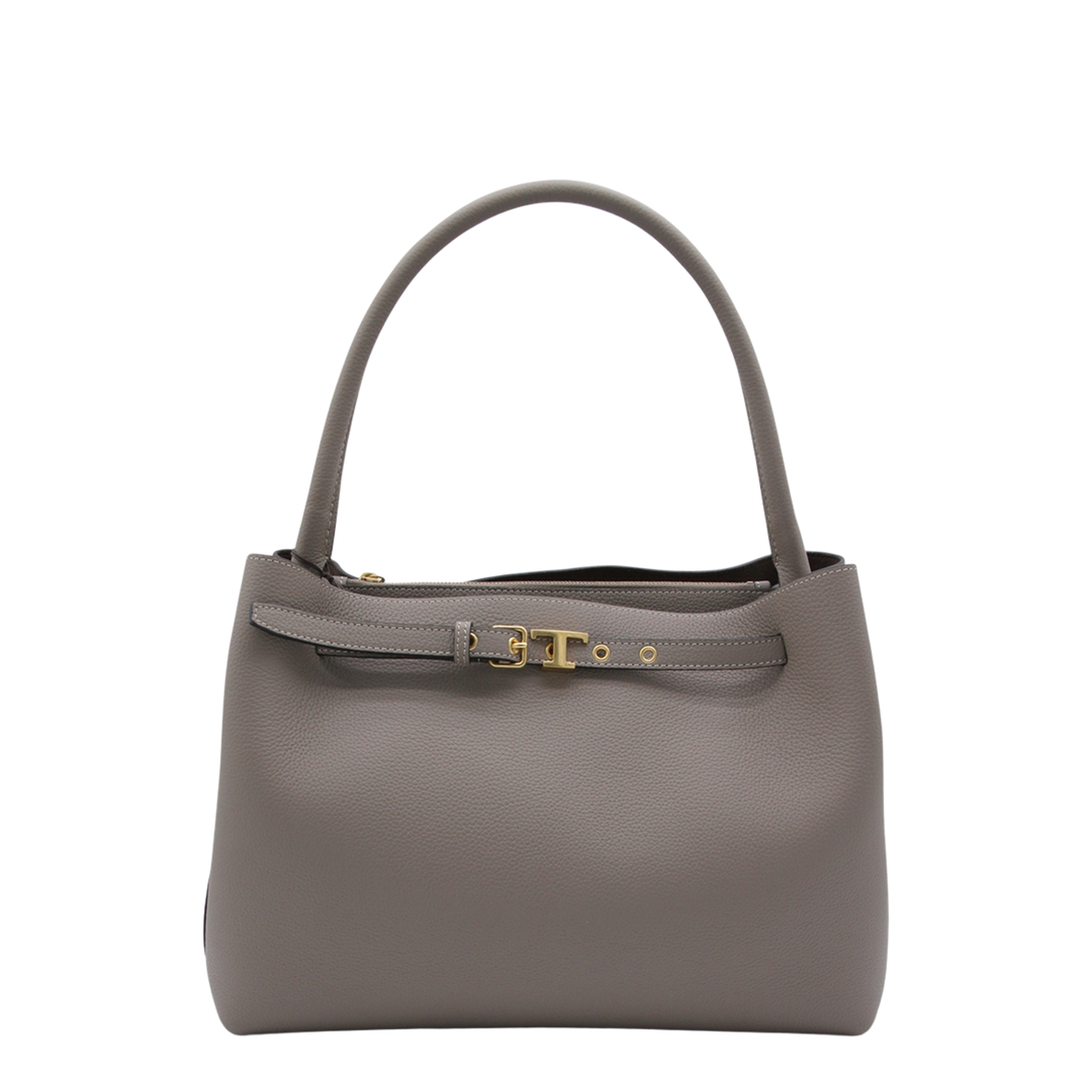 T Timeless Small Calf Leather Tote Bag - Beige Taupe