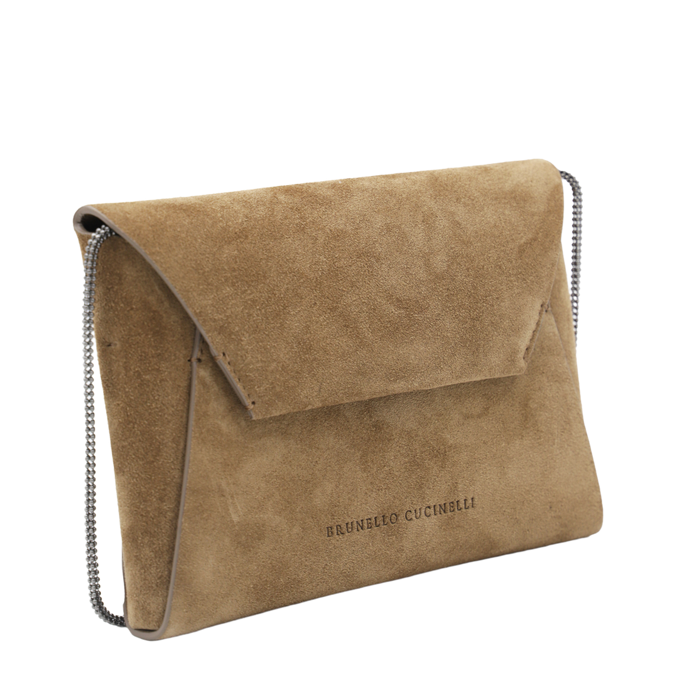 Suede Clutch Bag Brown