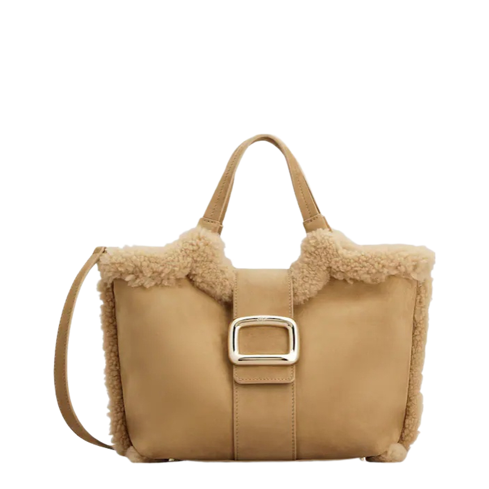 Choc Shopping Bag in Suede and Shearling