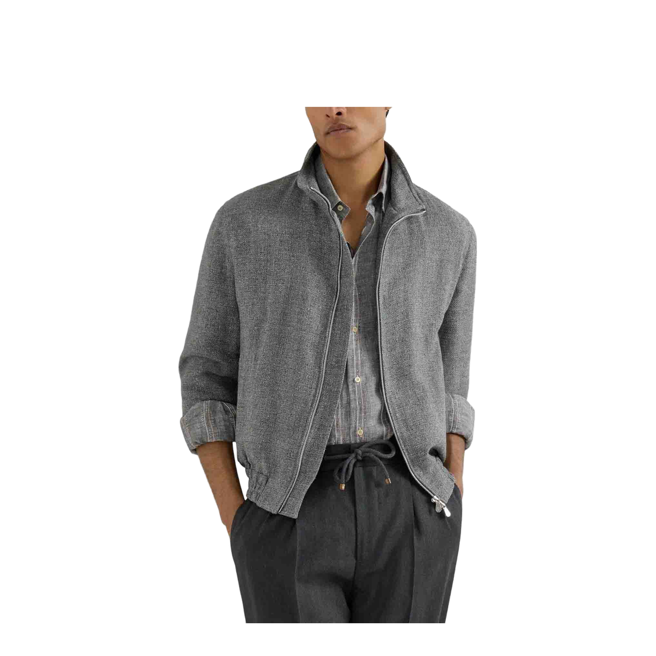 Stand Collar Outerwear Jacket Grey