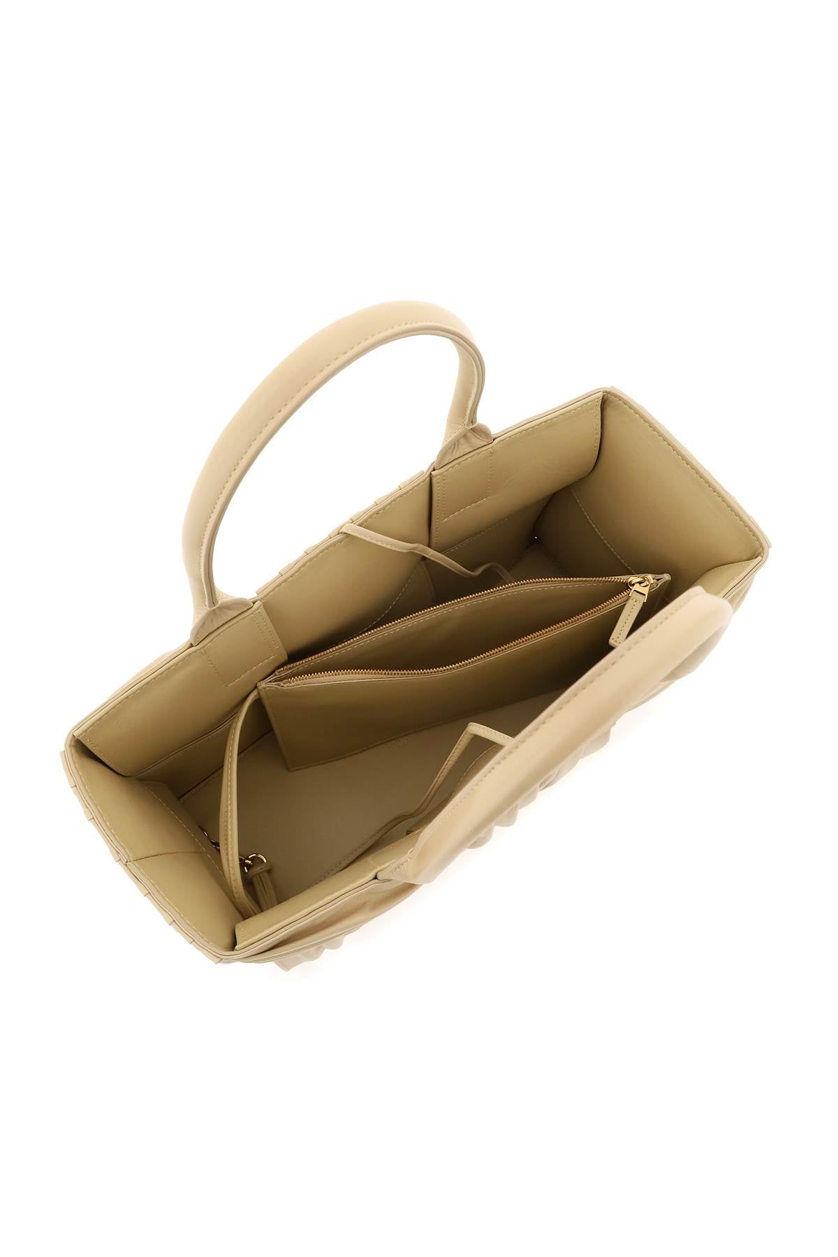 Small Arco Tote Bag In Beige Porridge & M Brass