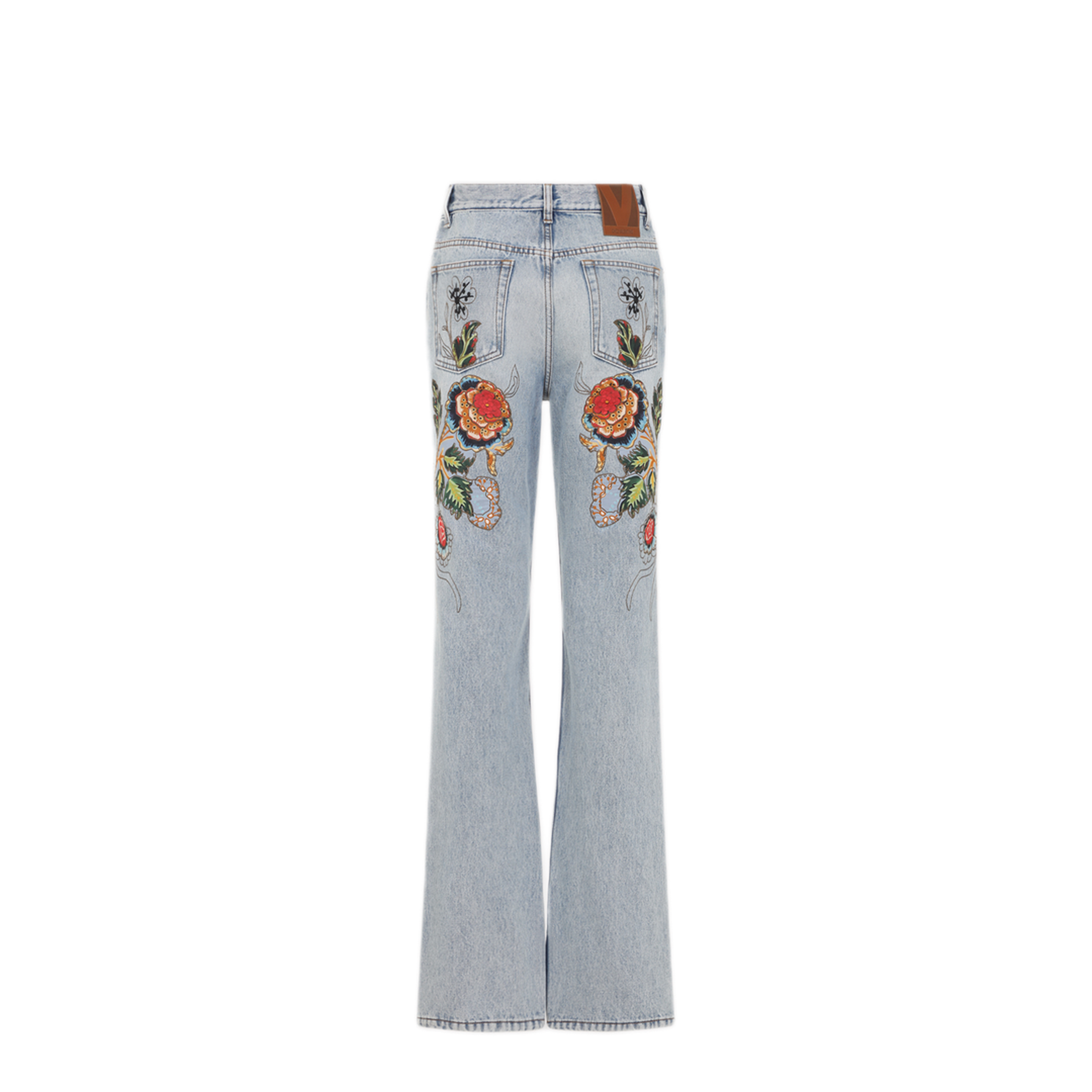 MAYFEYR - Valentino - Denim 5 Pockets Embroidered Flowers Jeans - 8B3DD2AX9YC508