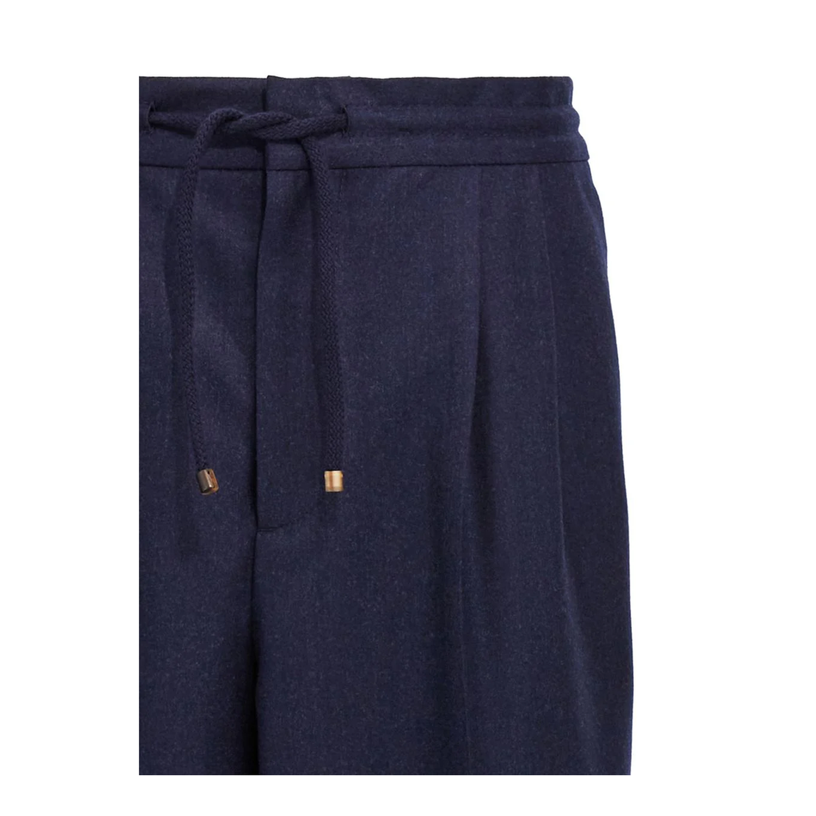 Leisure fit trousers in virgin wool flannel with drawstring and double darts
