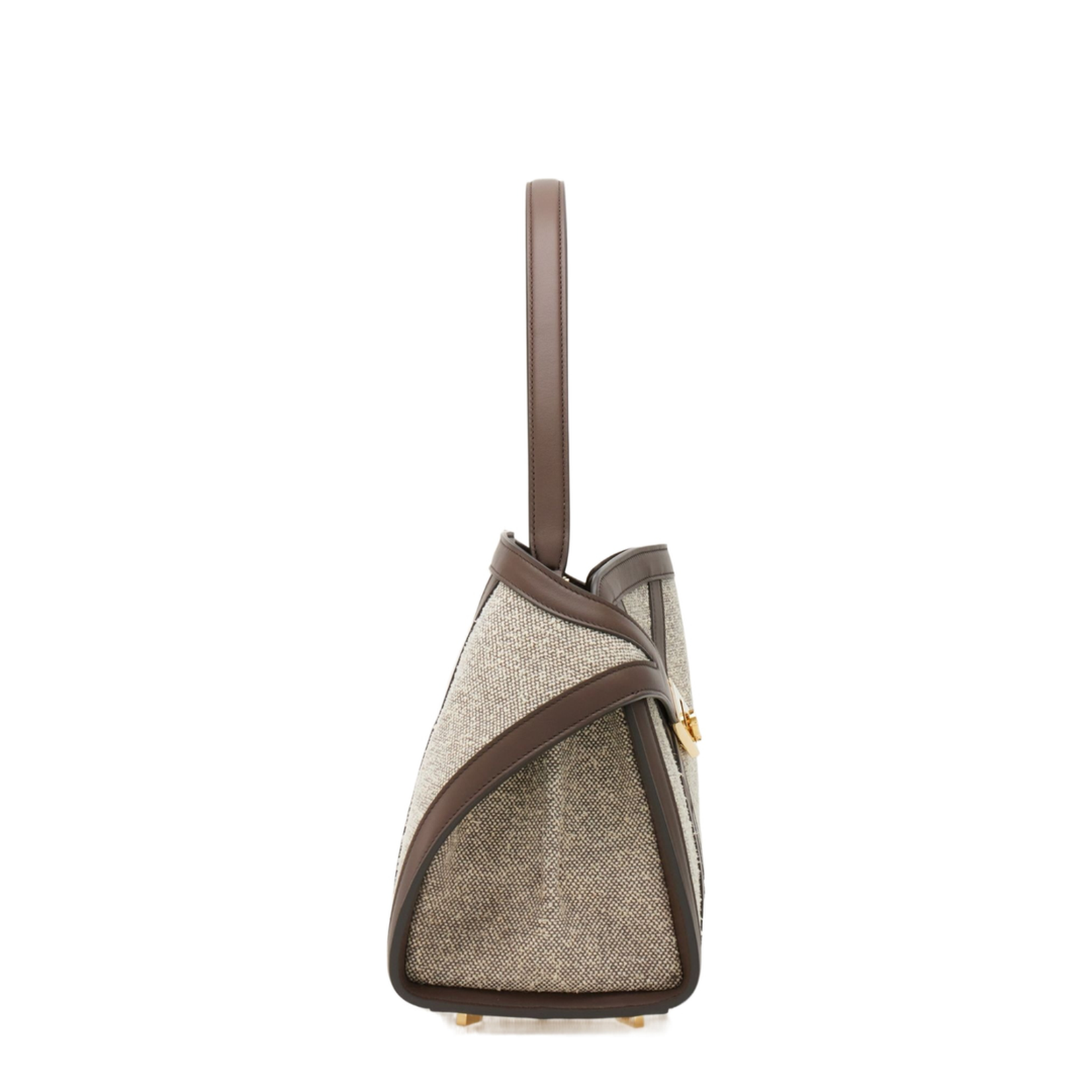 Leather Inlay Tote Shoulder Bag