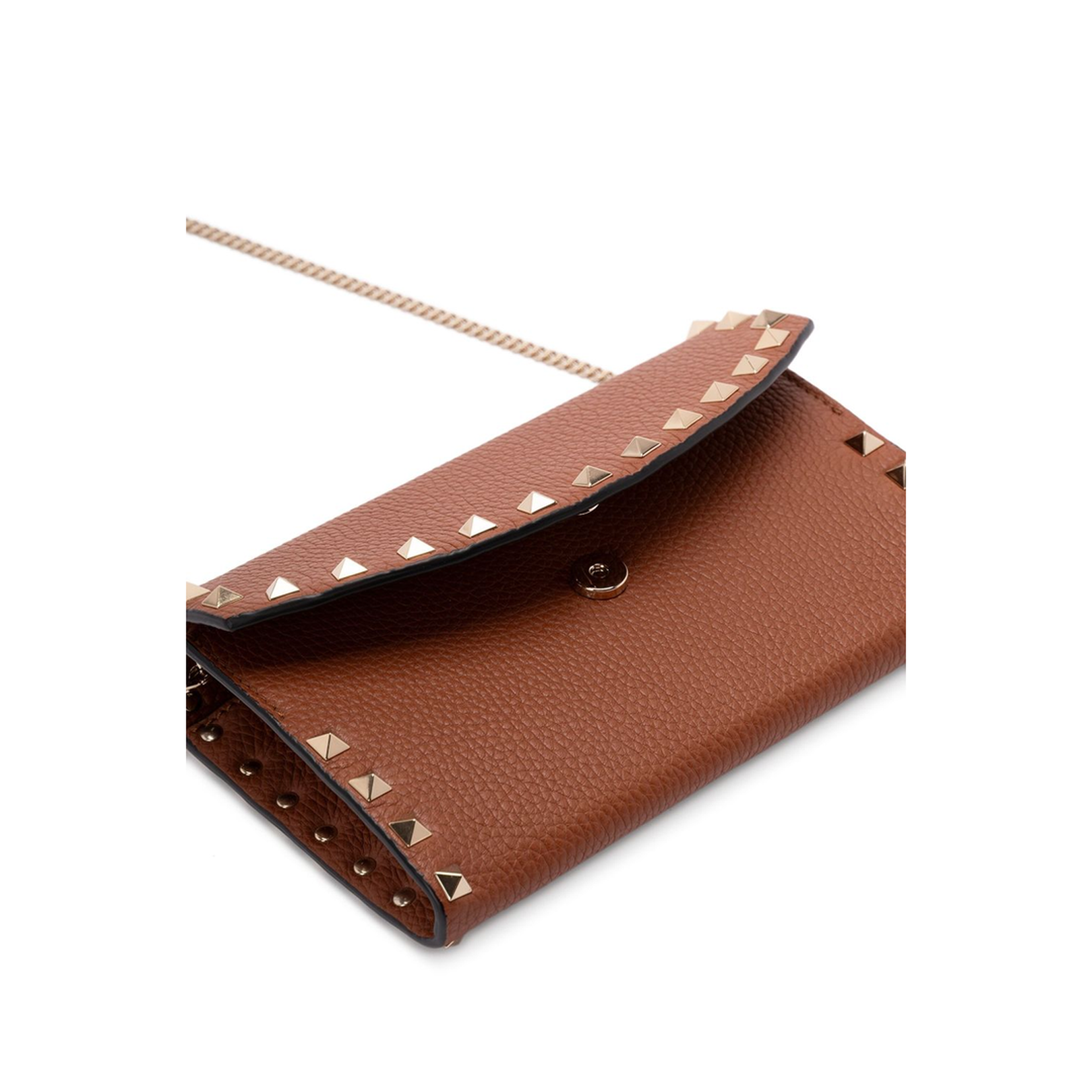 Rockstud Leather Wallet on Chain