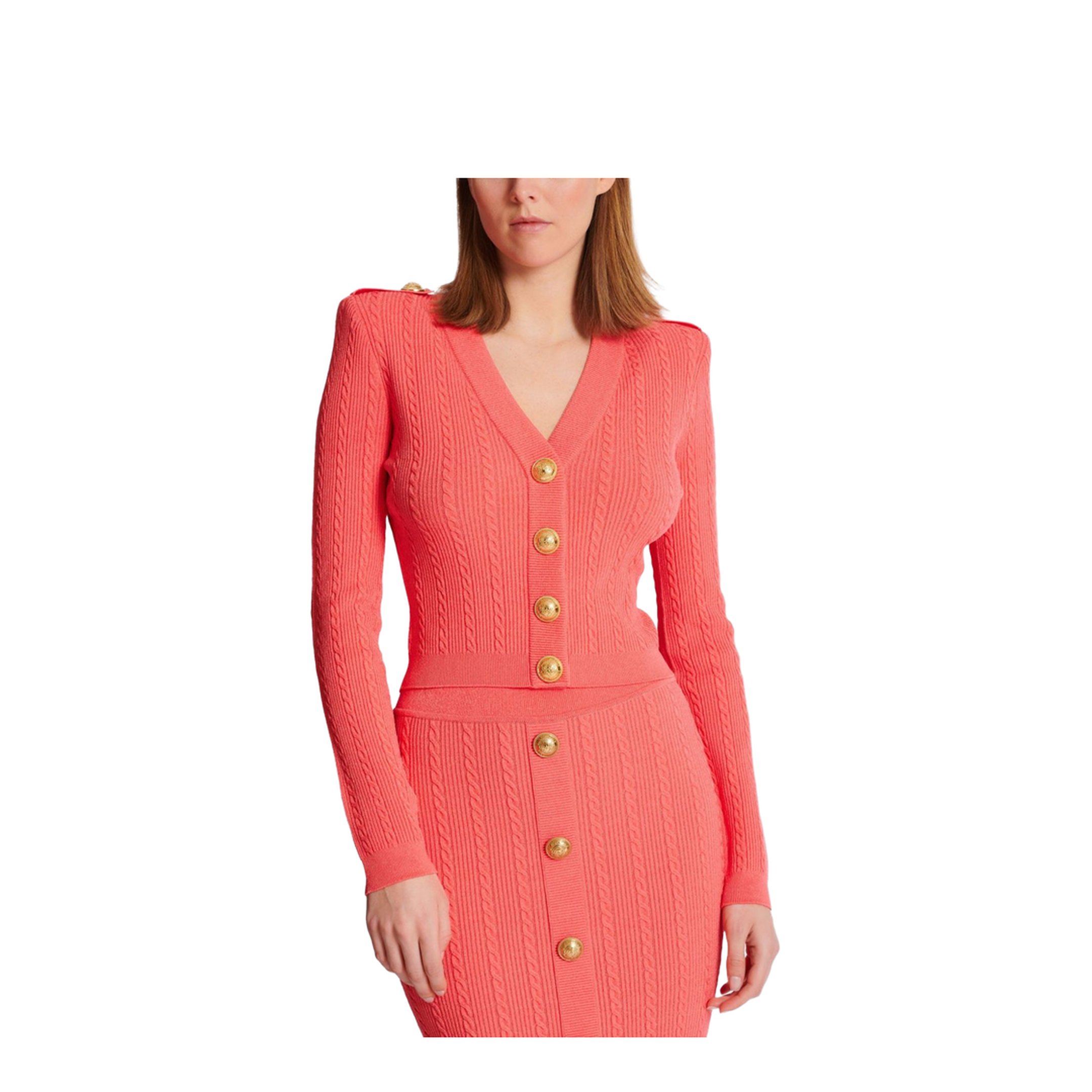 Long-sleeved cable-knit cardigan