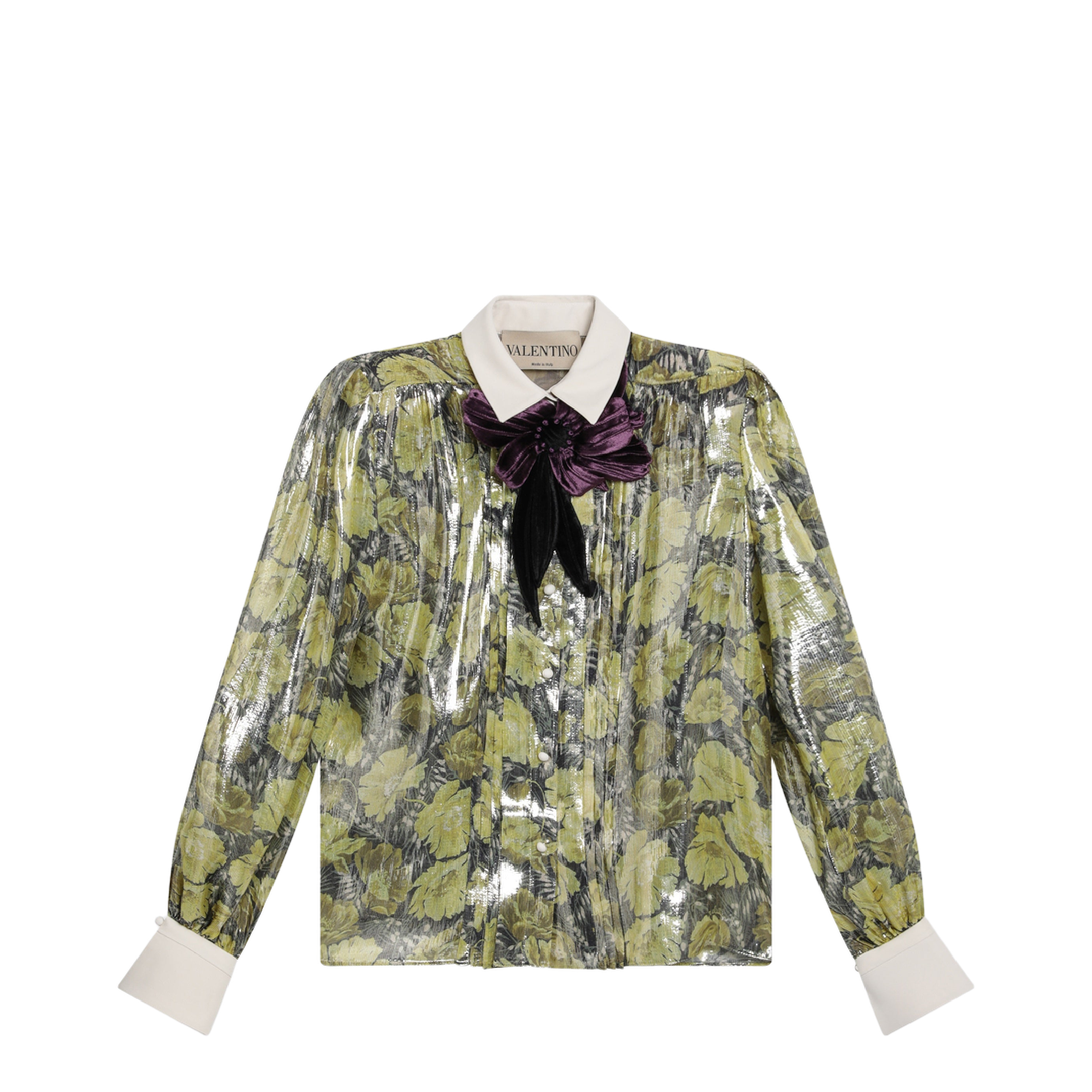MAYFEYR - Valentino - Shirt In Lurex With Après L’Hiver Poppies Print - 8B0AB8F6A634K1