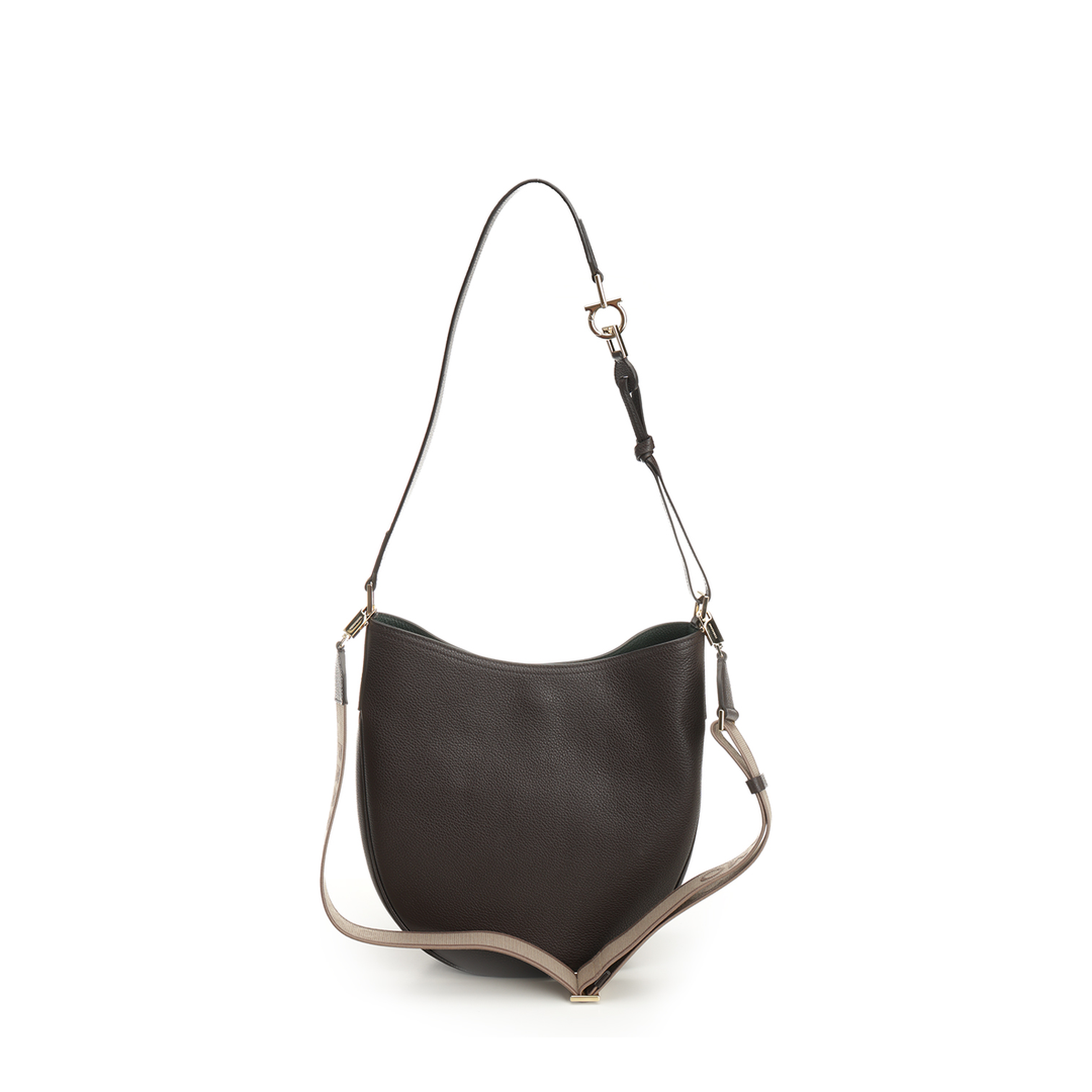North-South Hobo Bag Leather Brown