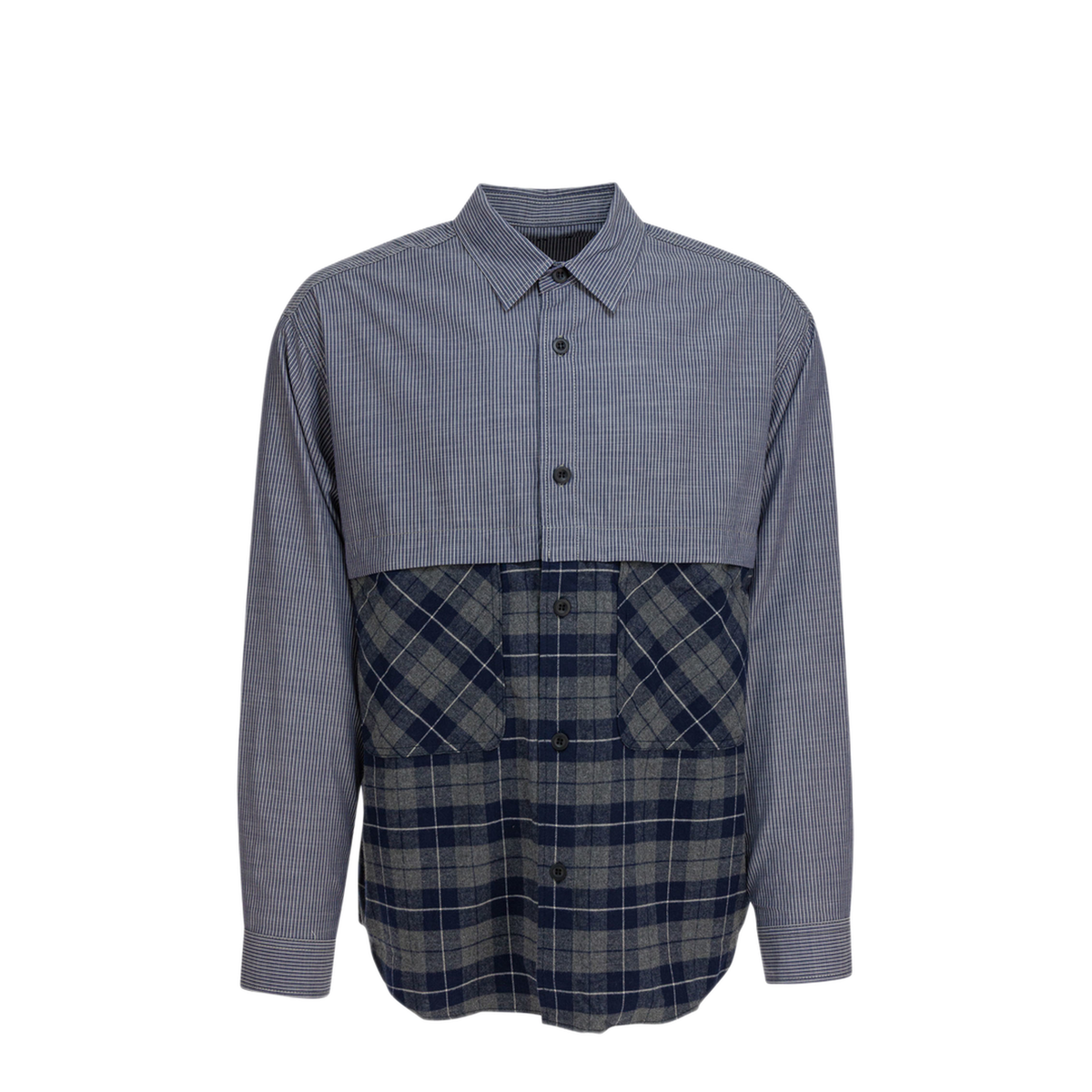 MAYFEYR - Comme Des Garçons Homme - Shirt With Cotton Inserts - HPB018W251NVYWHTXGRYN
