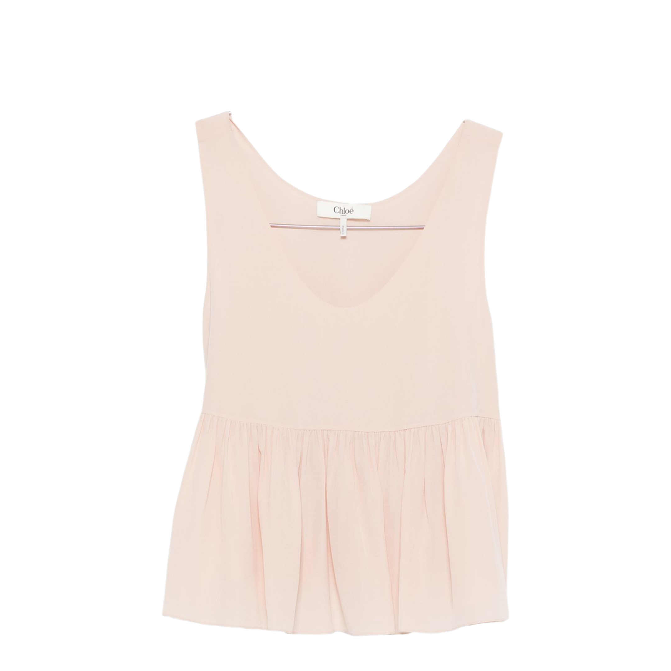 Gathered Sleeveless Top in Crêpe de Chine Pink