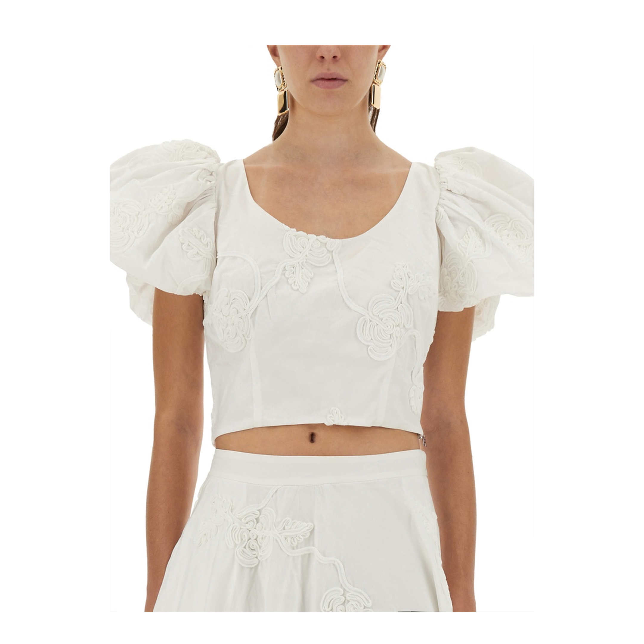 Cotton Top with Puff Sleeves