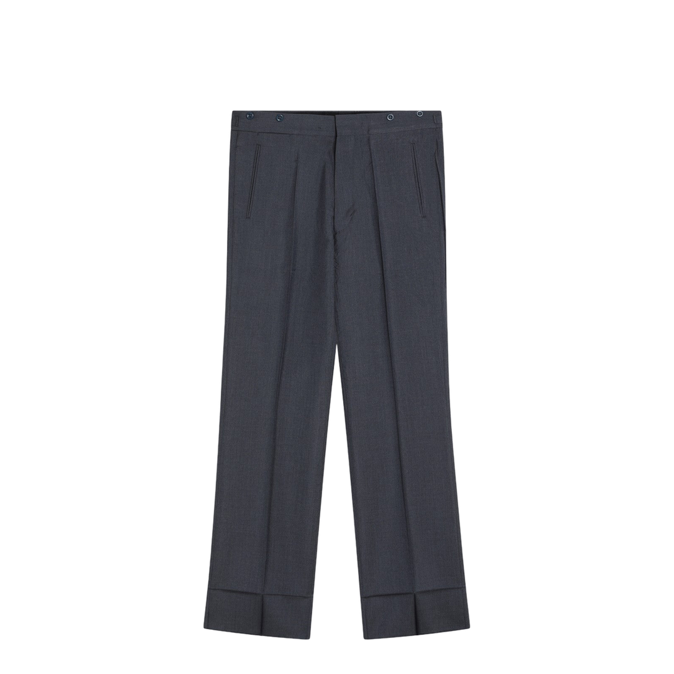 Wide Aviator Blue Mohair and Silk Trousers