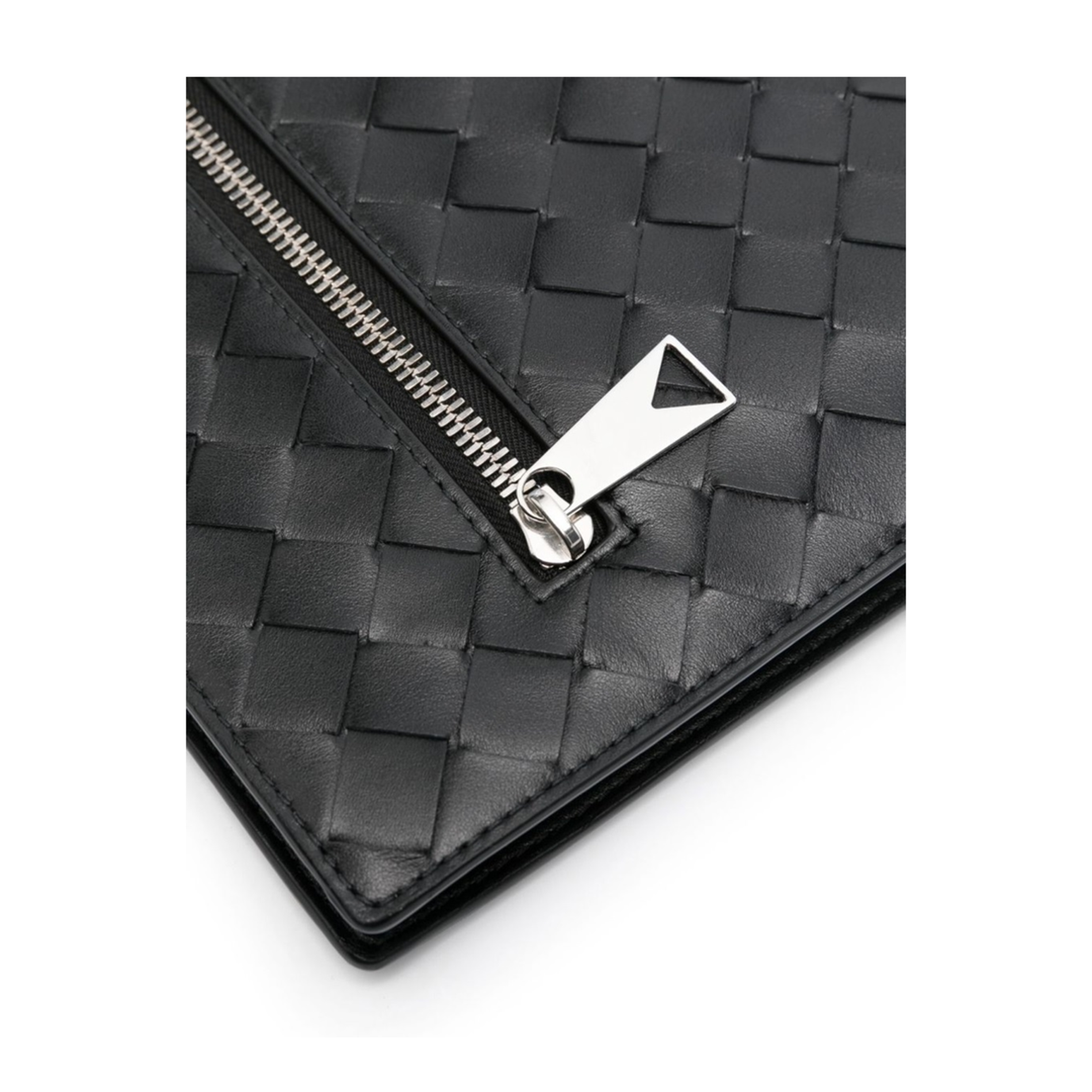 Intrecciato Leather Pouch - Black