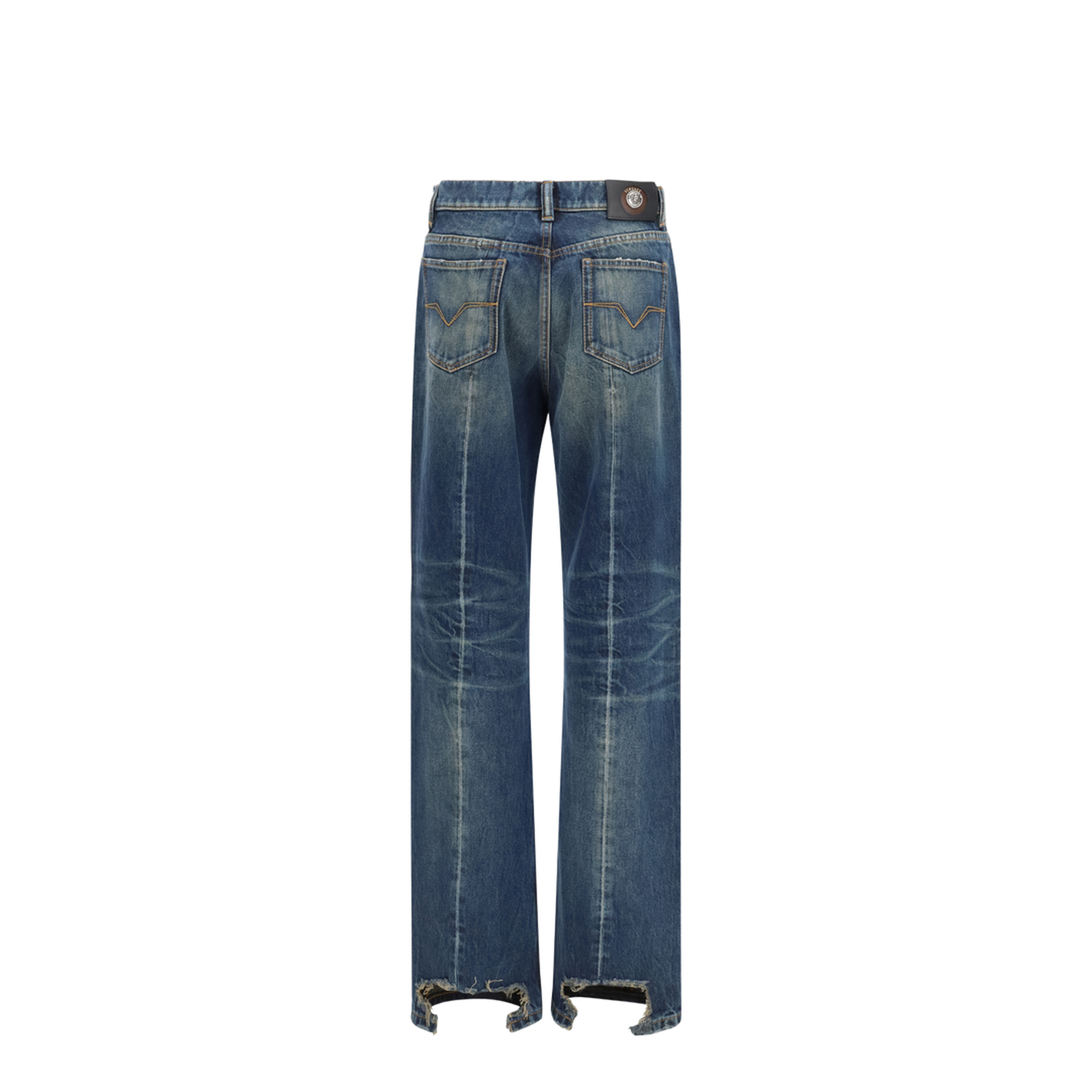 MAYFEYR - Versace - Distressed Straight-Leg Cotton Denim Jeans - 10245291A17707
