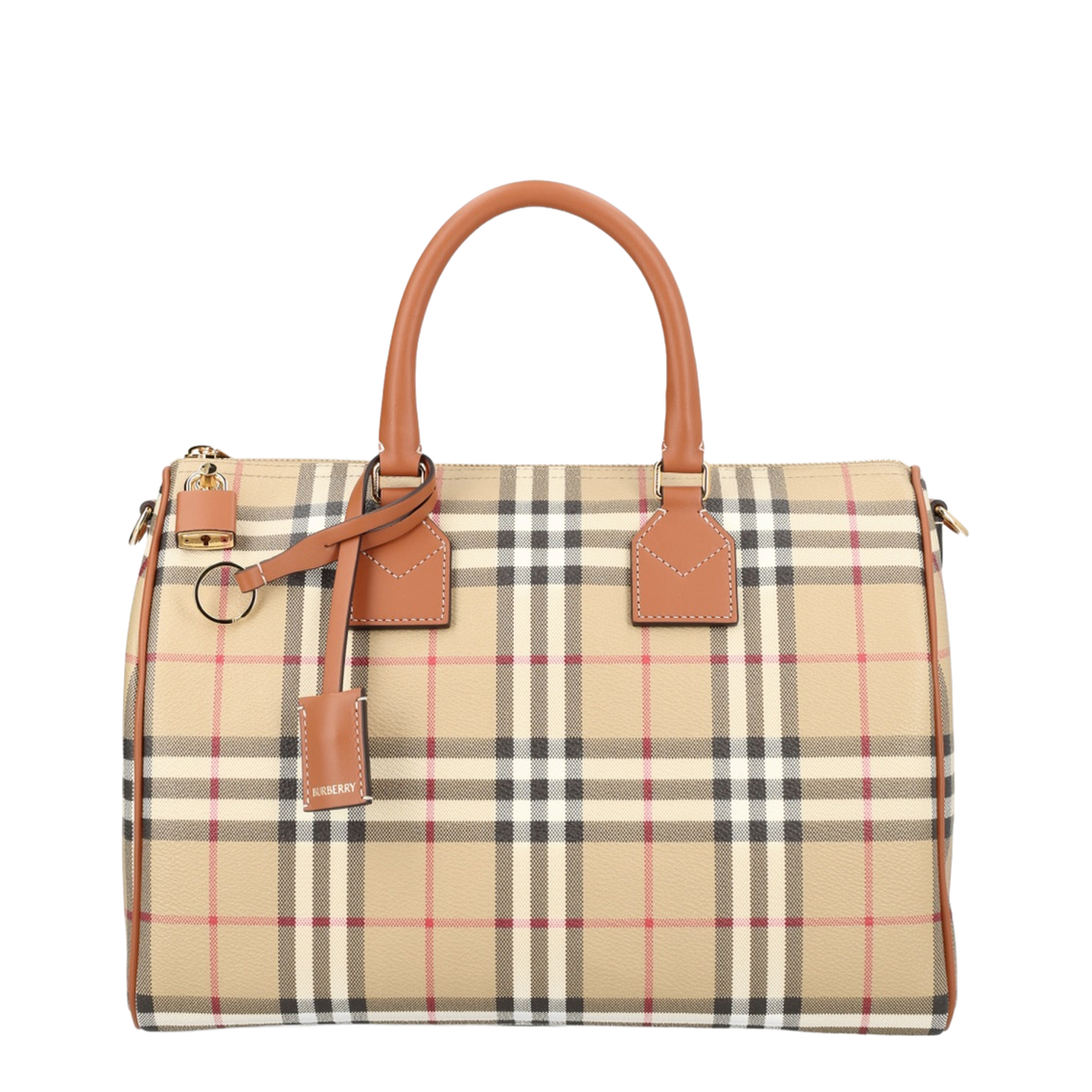 Check Medium Bowling Bag - Beige